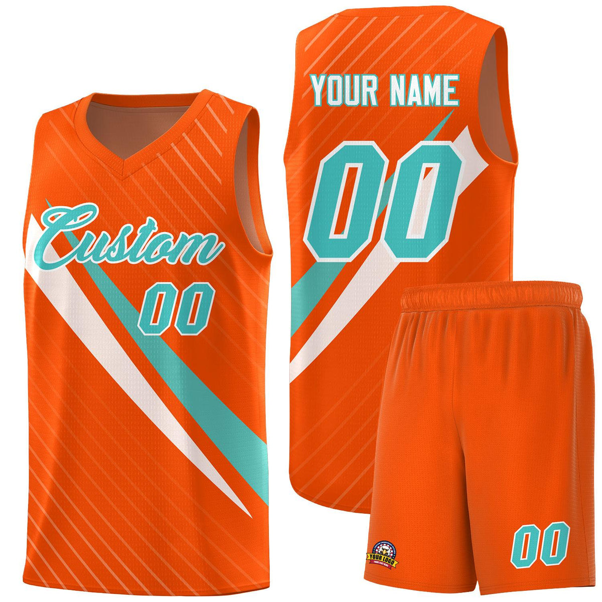 Custom Orange Diagonal Pinstripe Pattern Color Block Sports Uniform Basketball Jersey|KXKSHOP