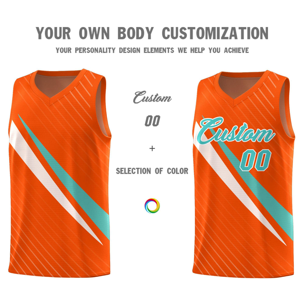 Custom Orange Diagonal Pinstripe Pattern Color Block Sports Uniform Basketball Jersey|KXKSHOP