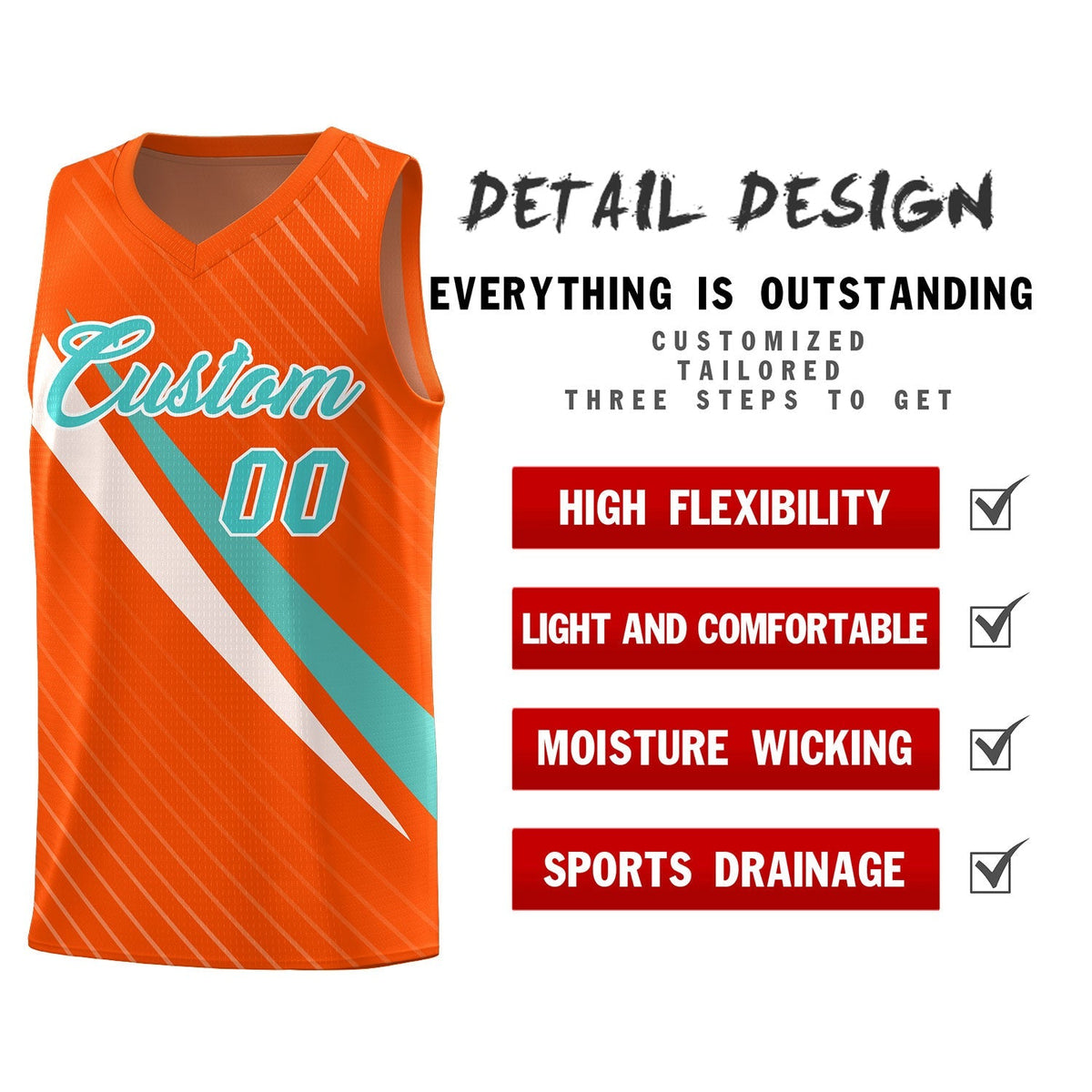 Custom Orange Diagonal Pinstripe Pattern Color Block Sports Uniform Basketball Jersey|KXKSHOP