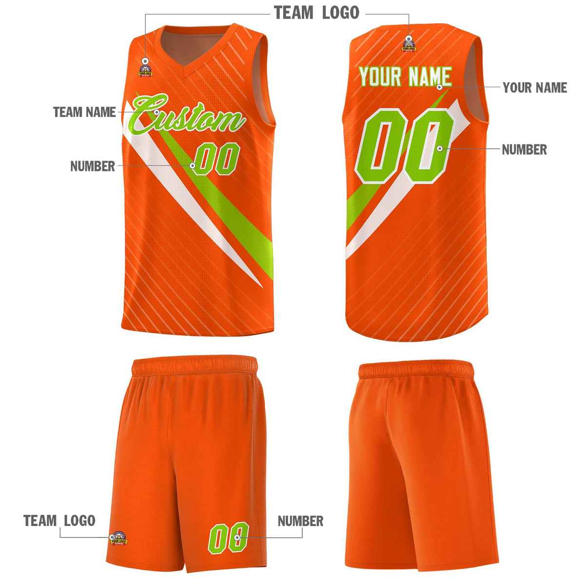 Custom Orange Diagonal Pinstripe Pattern Color Block Sports Uniform Basketball Jersey|KXKSHOP