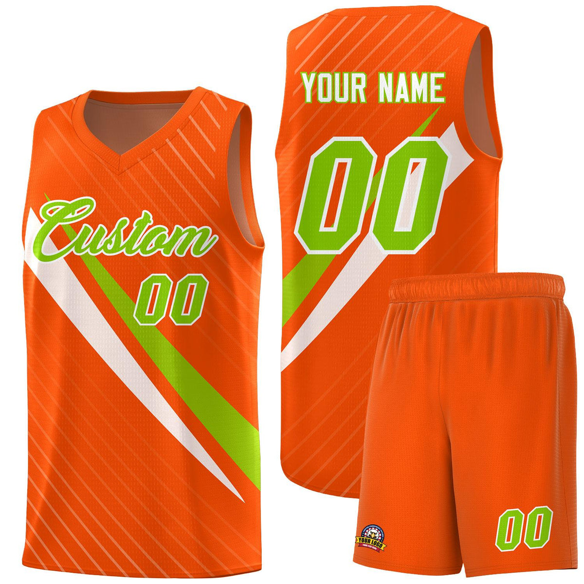 Custom Orange Diagonal Pinstripe Pattern Color Block Sports Uniform Basketball Jersey|KXKSHOP