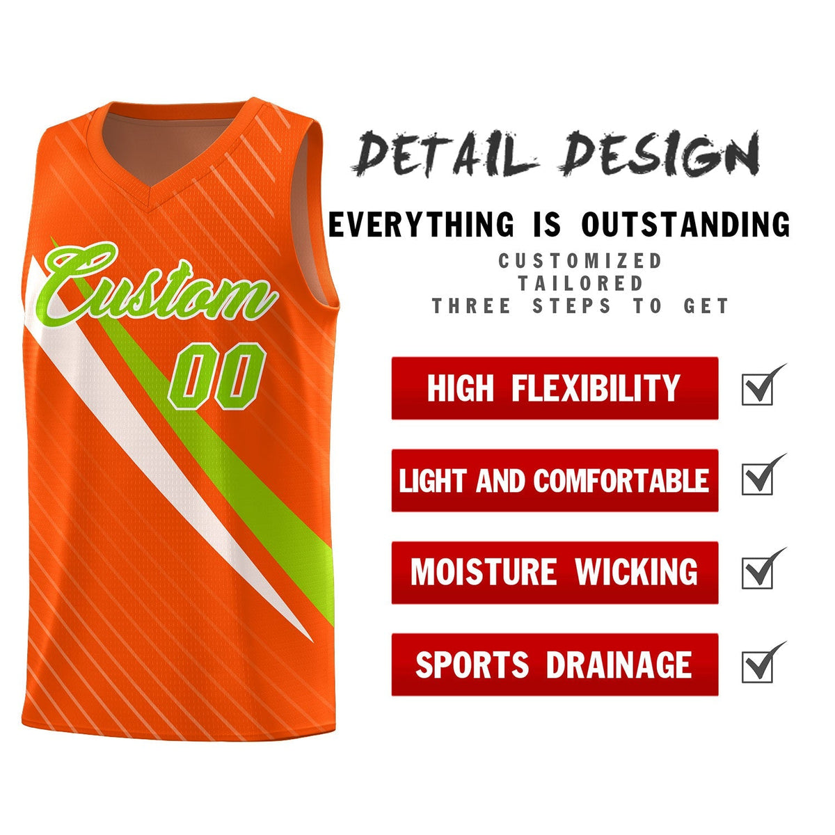 Custom Orange Diagonal Pinstripe Pattern Color Block Sports Uniform Basketball Jersey|KXKSHOP