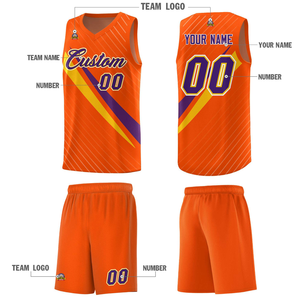Custom Orange Diagonal Pinstripe Pattern Color Block Sports Uniform Basketball Jersey|KXKSHOP