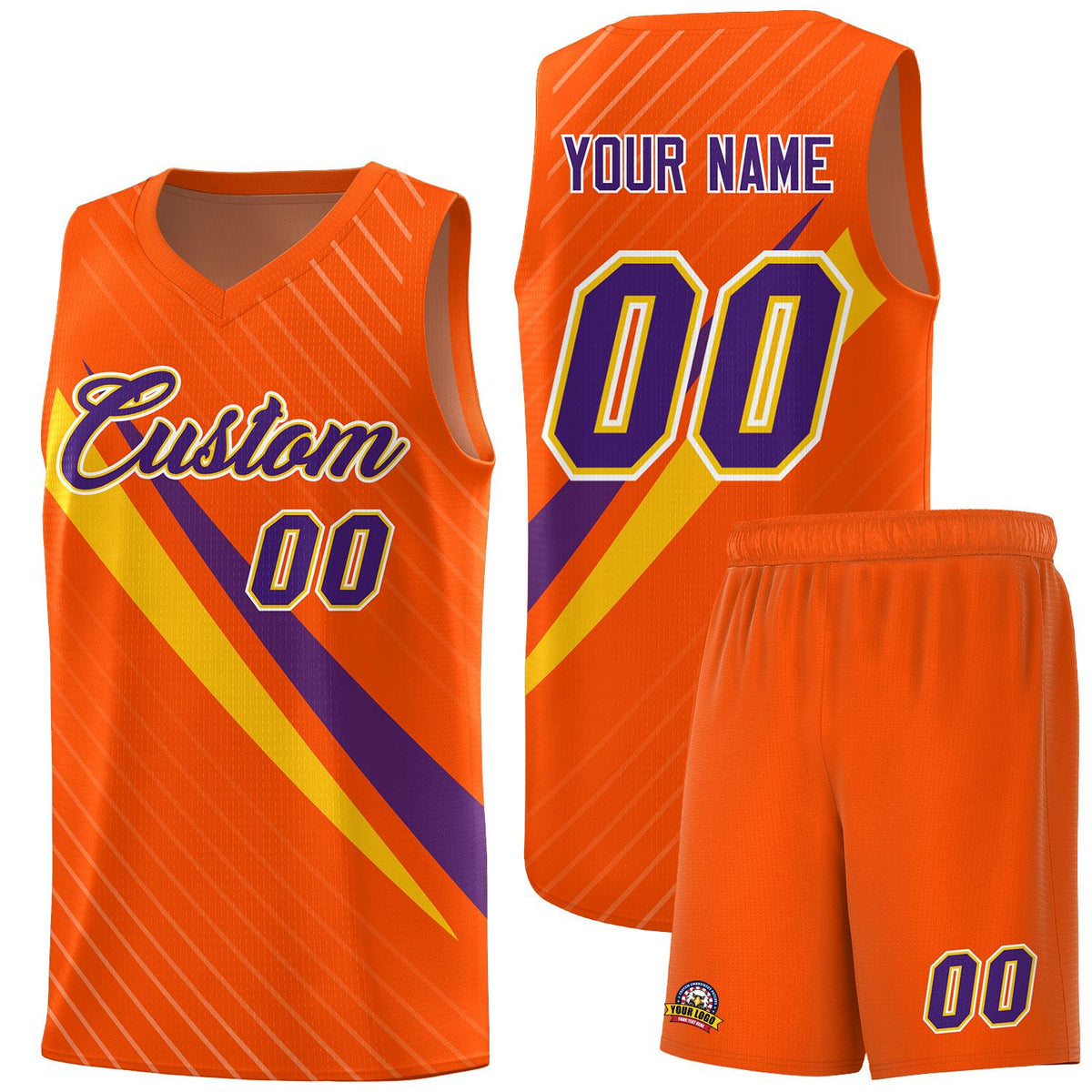Custom Orange Diagonal Pinstripe Pattern Color Block Sports Uniform Basketball Jersey|KXKSHOP