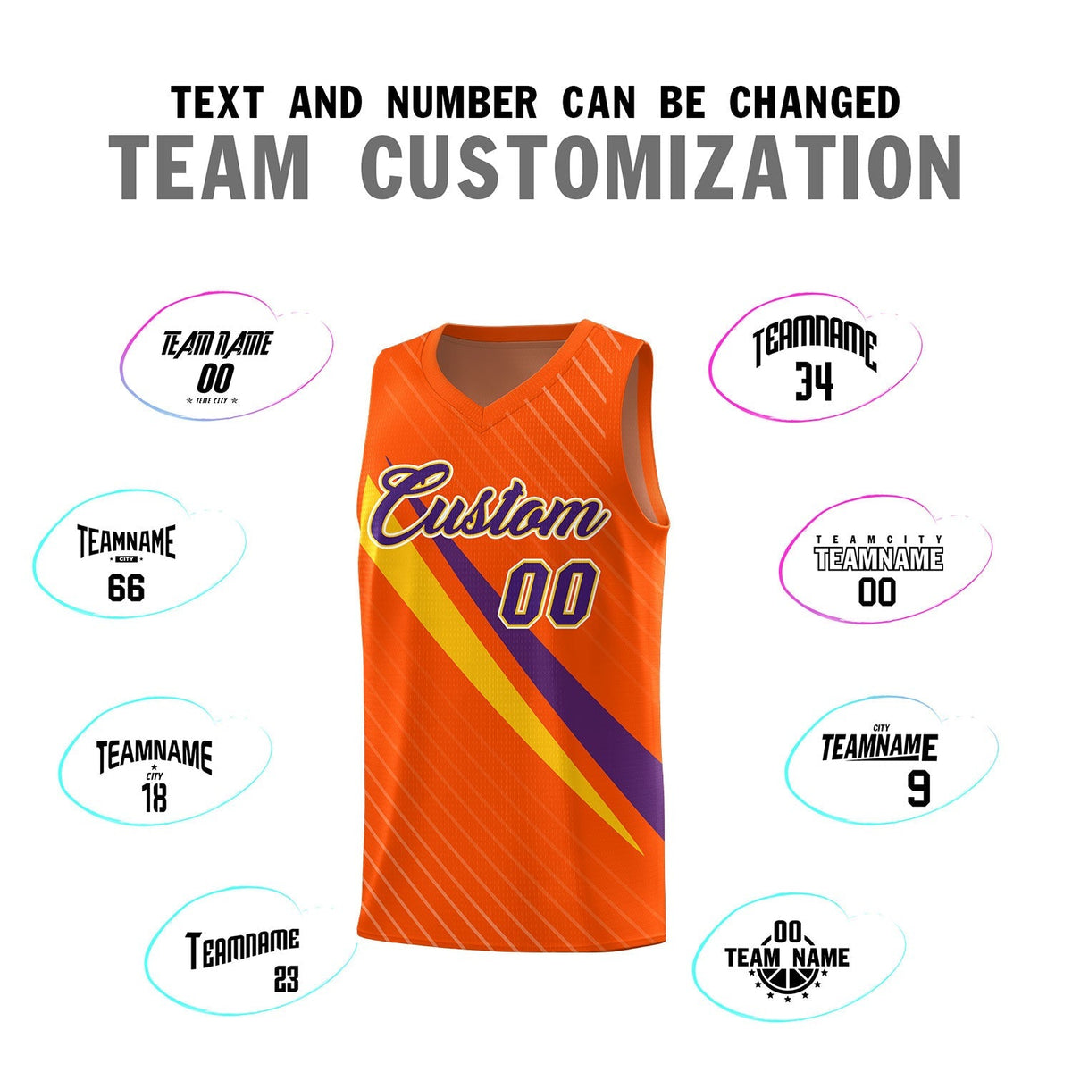 Custom Orange Diagonal Pinstripe Pattern Color Block Sports Uniform Basketball Jersey|KXKSHOP