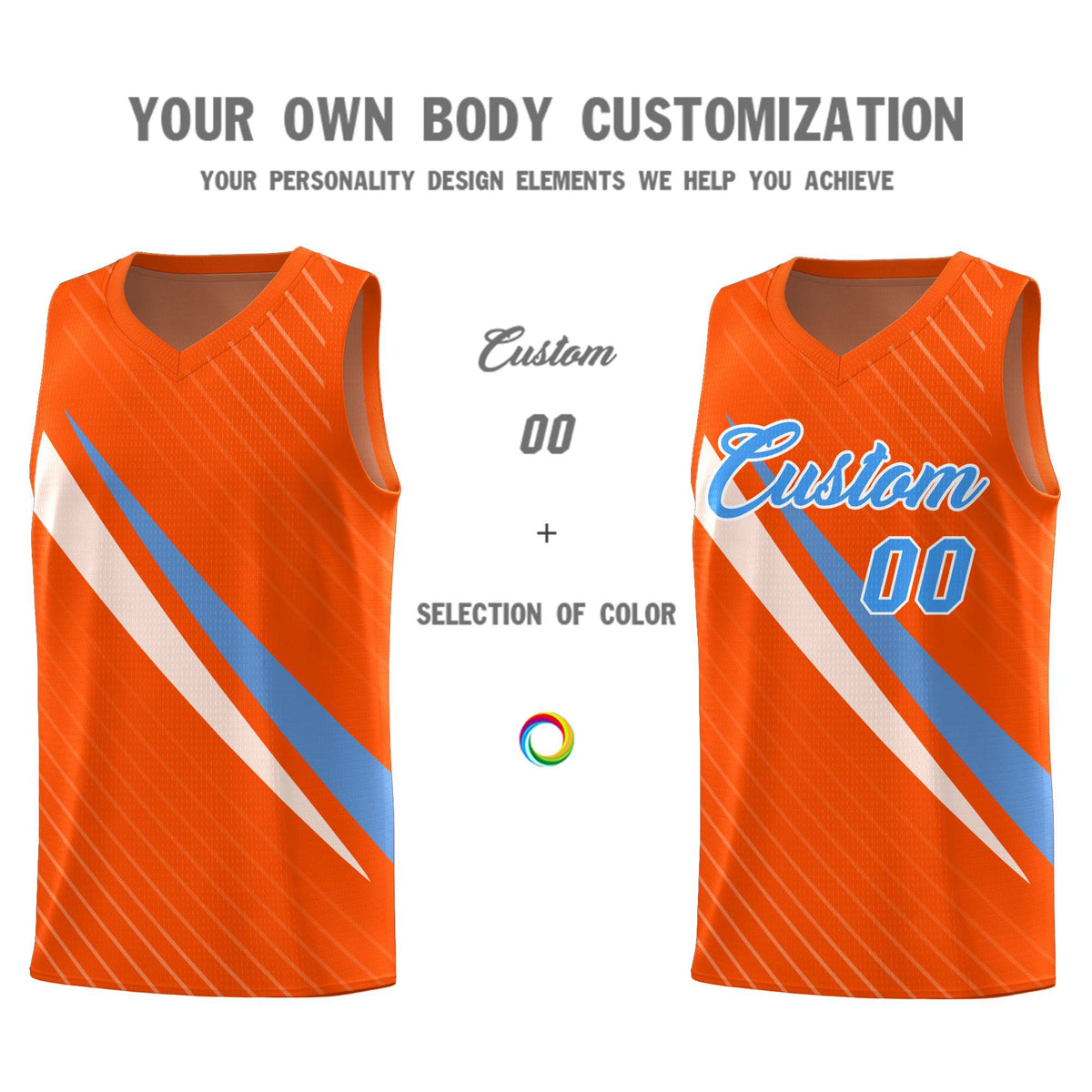 Custom Orange Diagonal Pinstripe Pattern Color Block Sports Uniform Basketball Jersey|KXKSHOP