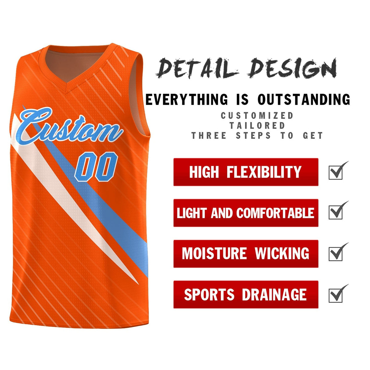 Custom Orange Diagonal Pinstripe Pattern Color Block Sports Uniform Basketball Jersey|KXKSHOP