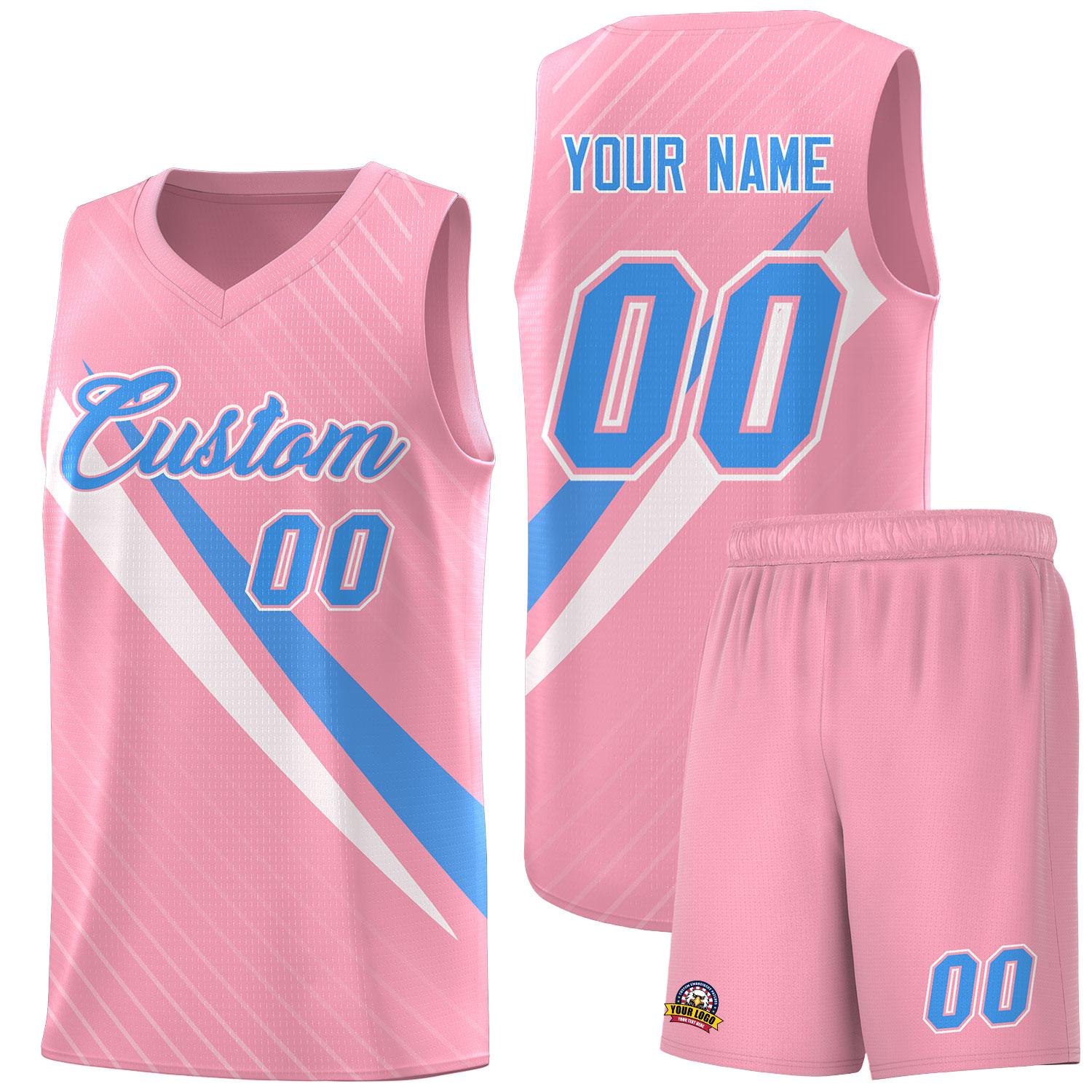 Custom Light Pink Diagonal Pinstripe Pattern Color Block Sports Uniform Basketball Jersey|KXKSHOP
