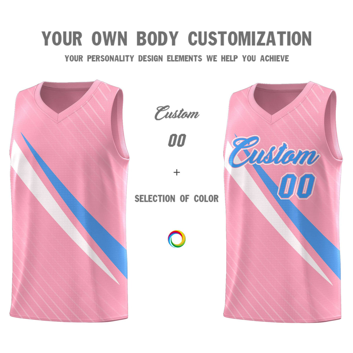 Custom Light Pink Diagonal Pinstripe Pattern Color Block Sports Uniform Basketball Jersey|KXKSHOP