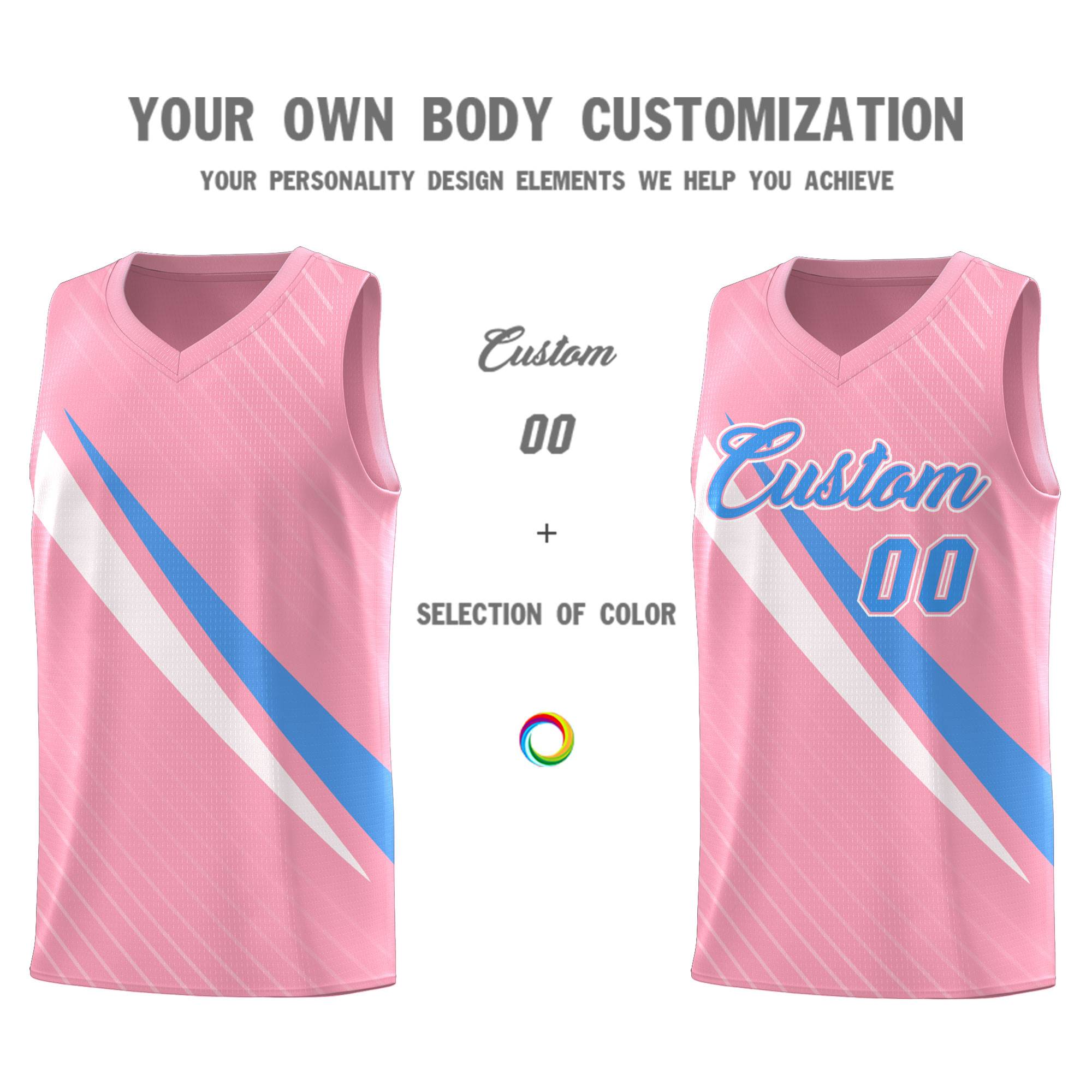 Custom Light Pink Diagonal Pinstripe Pattern Color Block Sports Uniform Basketball Jersey|KXKSHOP