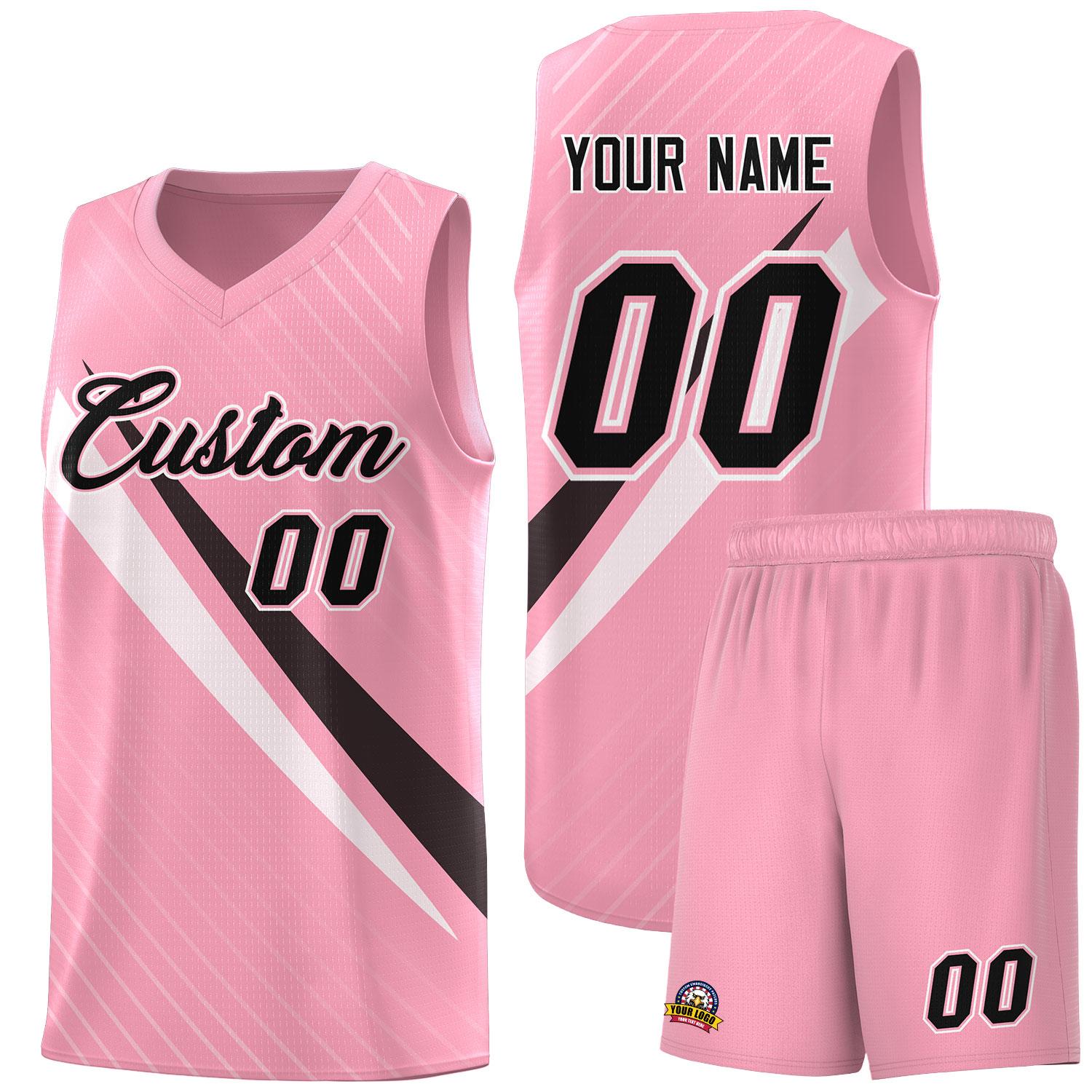 Custom Light Pink Diagonal Pinstripe Pattern Color Block Sports Uniform Basketball Jersey|KXKSHOP