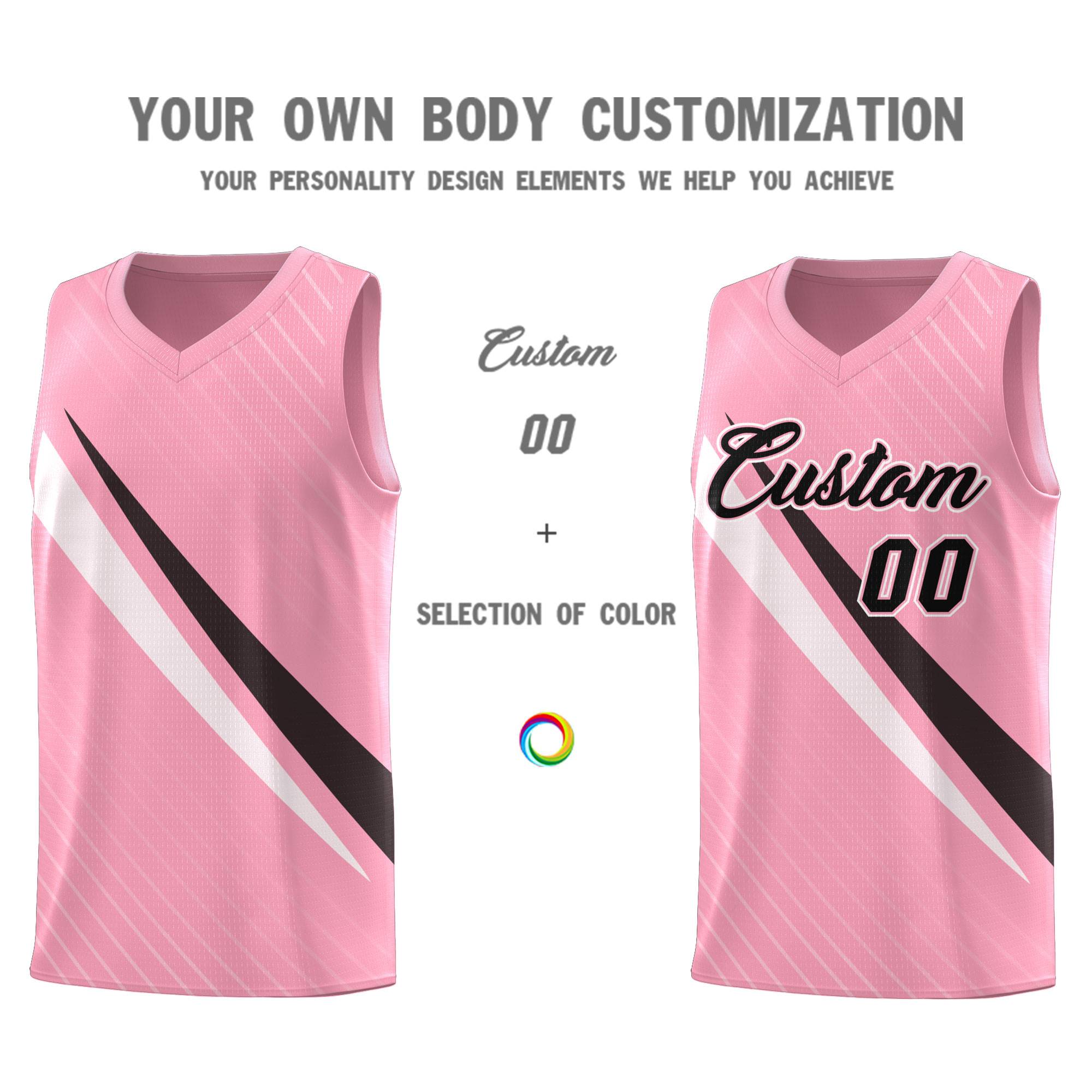 Custom Light Pink Diagonal Pinstripe Pattern Color Block Sports Uniform Basketball Jersey|KXKSHOP