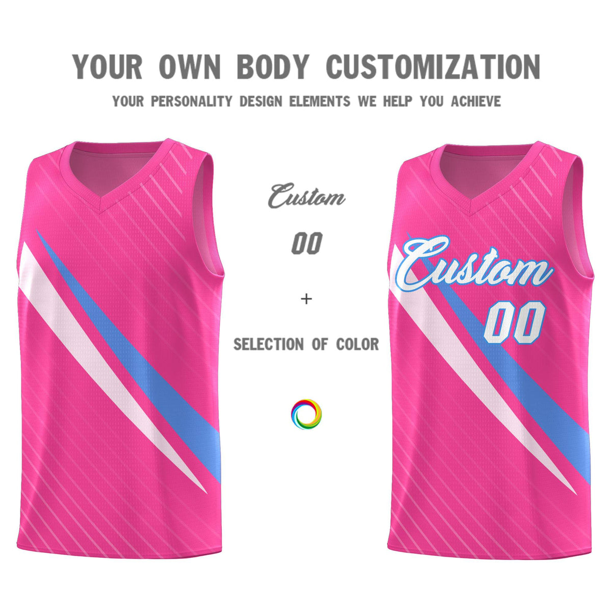 Custom Pink Diagonal Pinstripe Pattern Color Block Sports Uniform Basketball Jersey|KXKSHOP