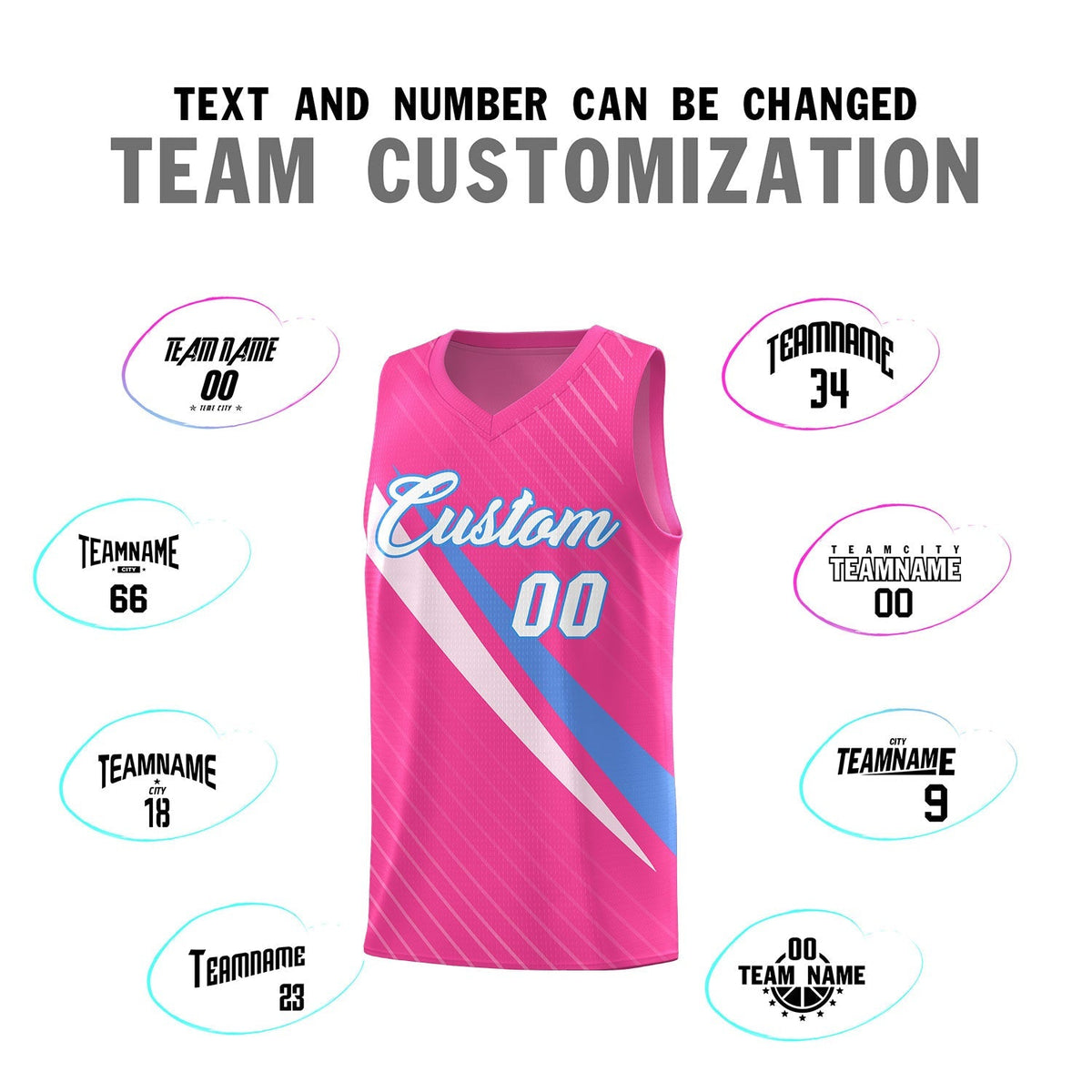 Custom Pink Diagonal Pinstripe Pattern Color Block Sports Uniform Basketball Jersey|KXKSHOP