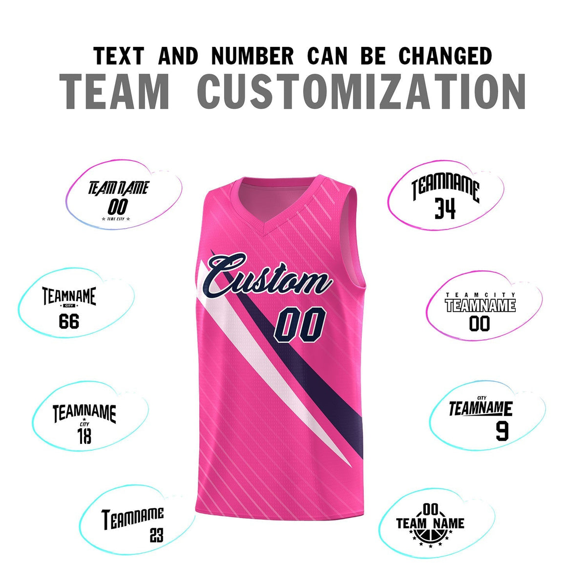 Custom Pink Diagonal Pinstripe Pattern Color Block Sports Uniform Basketball Jersey|KXKSHOP
