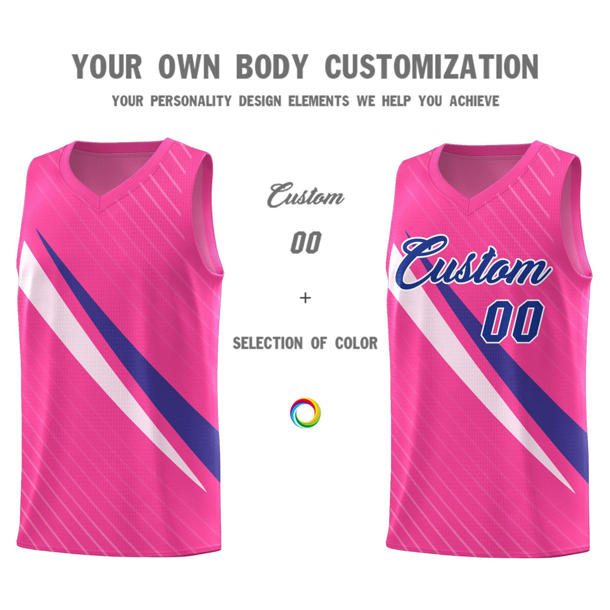 Custom Pink Diagonal Pinstripe Pattern Color Block Sports Uniform Basketball Jersey|KXKSHOP