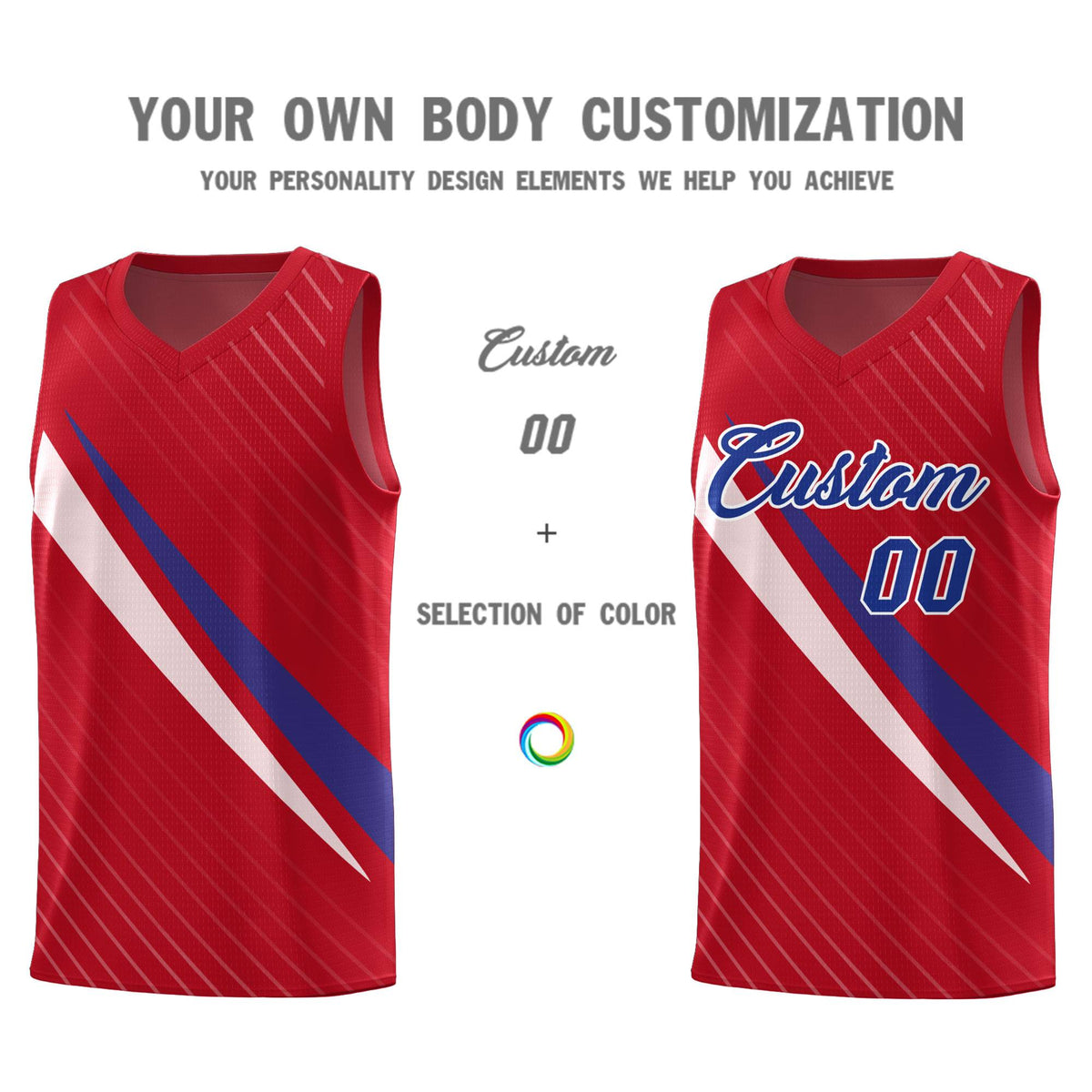 Custom Red Diagonal Pinstripe Pattern Color Block Sports Uniform Basketball Jersey|KXKSHOP