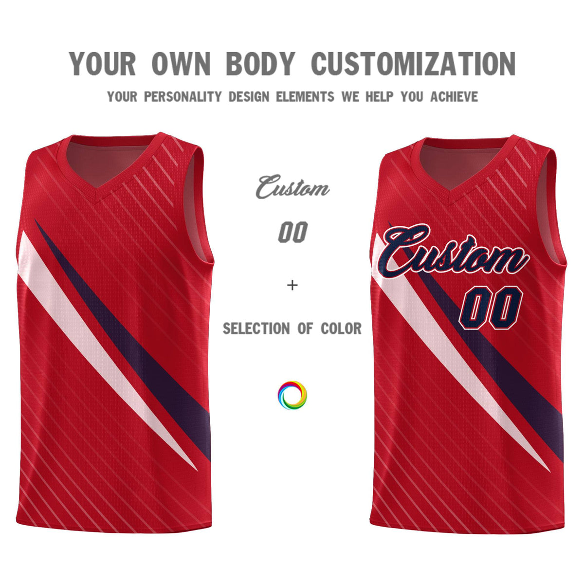 Custom Red Diagonal Pinstripe Pattern Color Block Sports Uniform Basketball Jersey|KXKSHOP