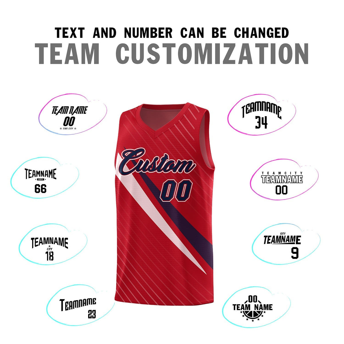 Custom Red Diagonal Pinstripe Pattern Color Block Sports Uniform Basketball Jersey|KXKSHOP