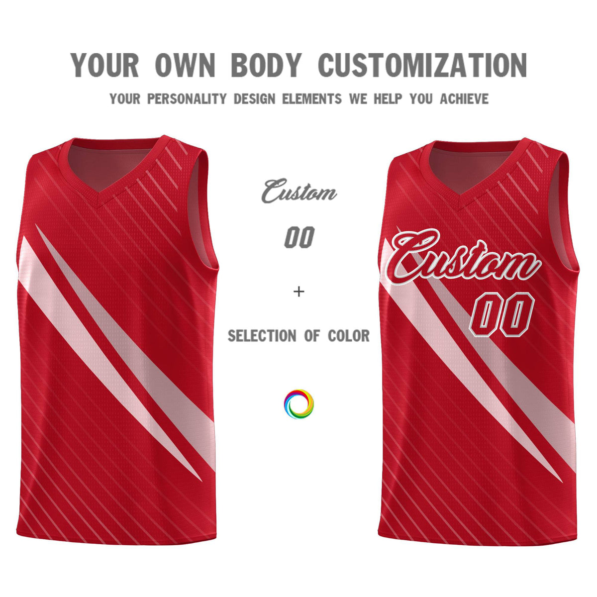 Custom Red Diagonal Pinstripe Pattern Color Block Sports Uniform Basketball Jersey|KXKSHOP