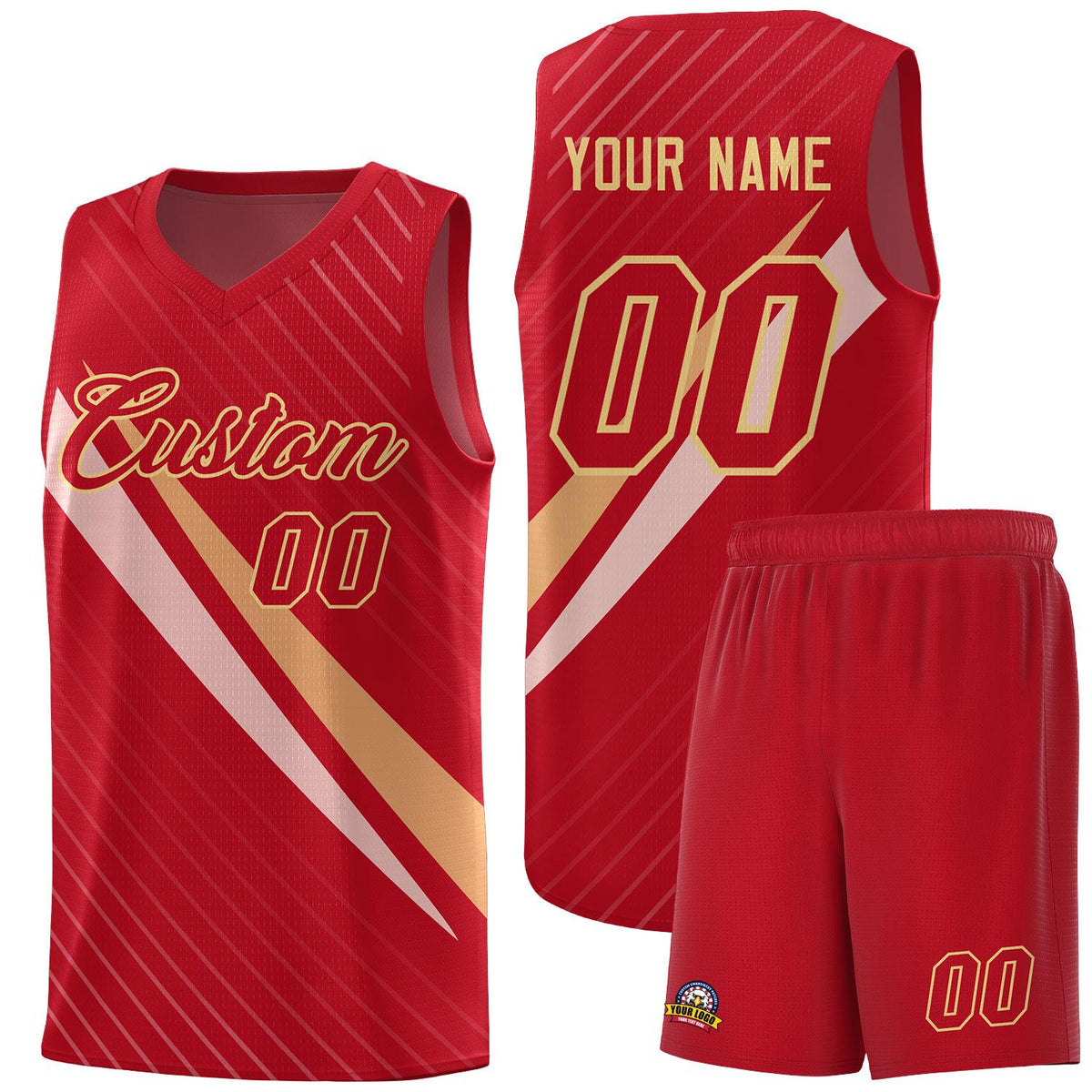 Custom Red Diagonal Pinstripe Pattern Color Block Sports Uniform Basketball Jersey|KXKSHOP