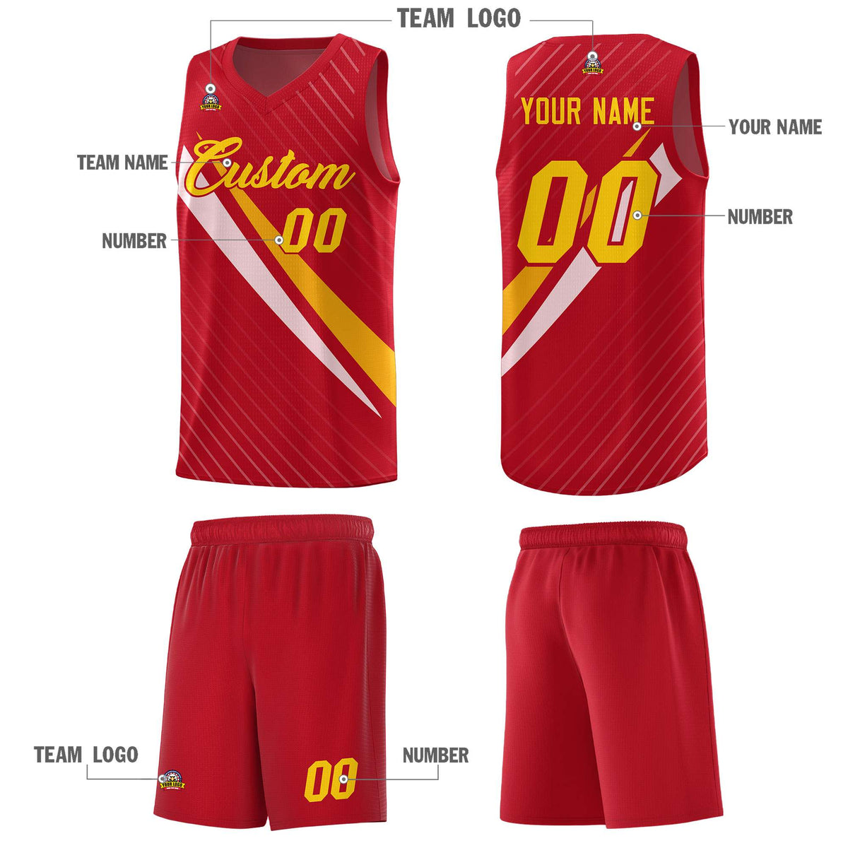 Custom Red Diagonal Pinstripe Pattern Color Block Sports Uniform Basketball Jersey|KXKSHOP