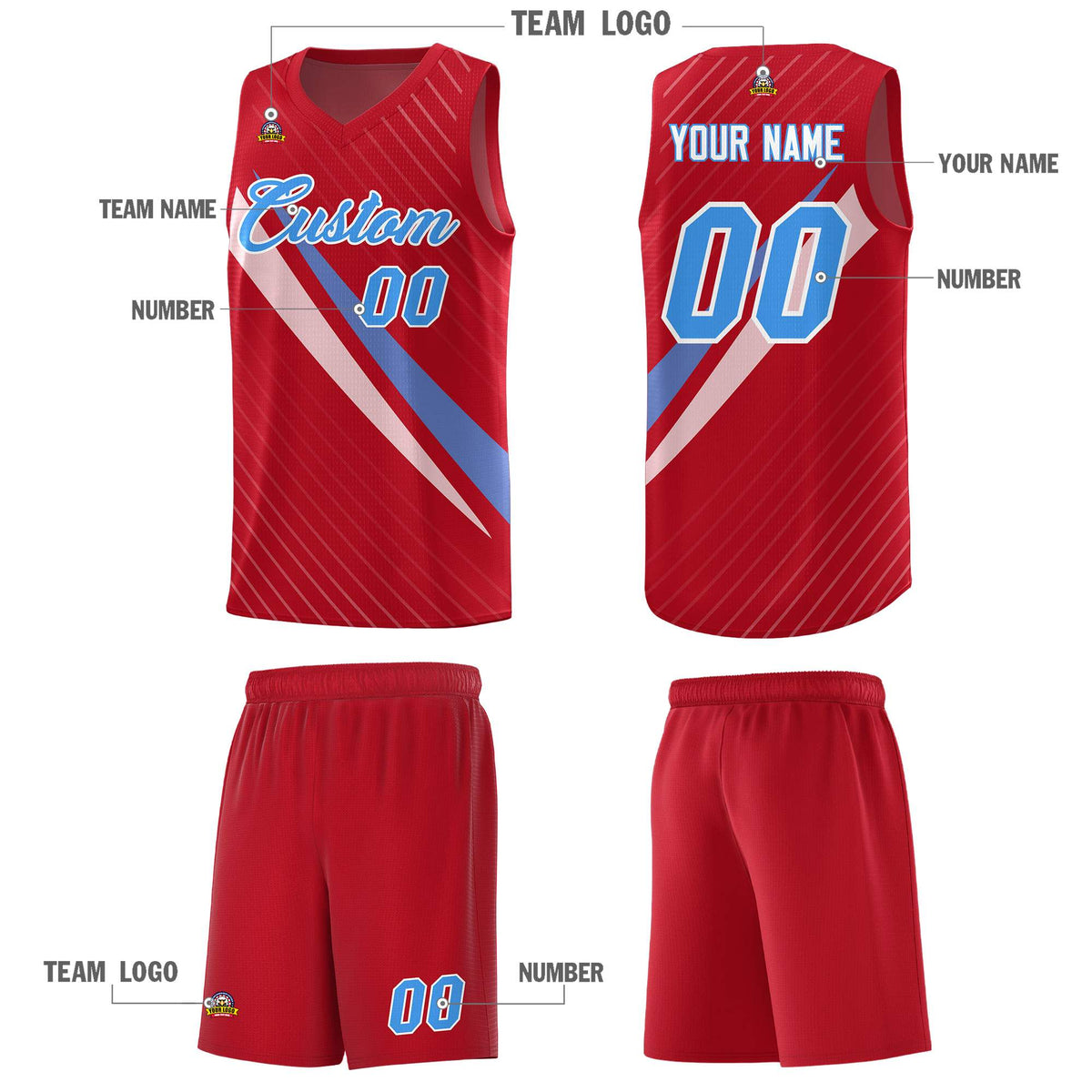 Custom Red Diagonal Pinstripe Pattern Color Block Sports Uniform Basketball Jersey|KXKSHOP