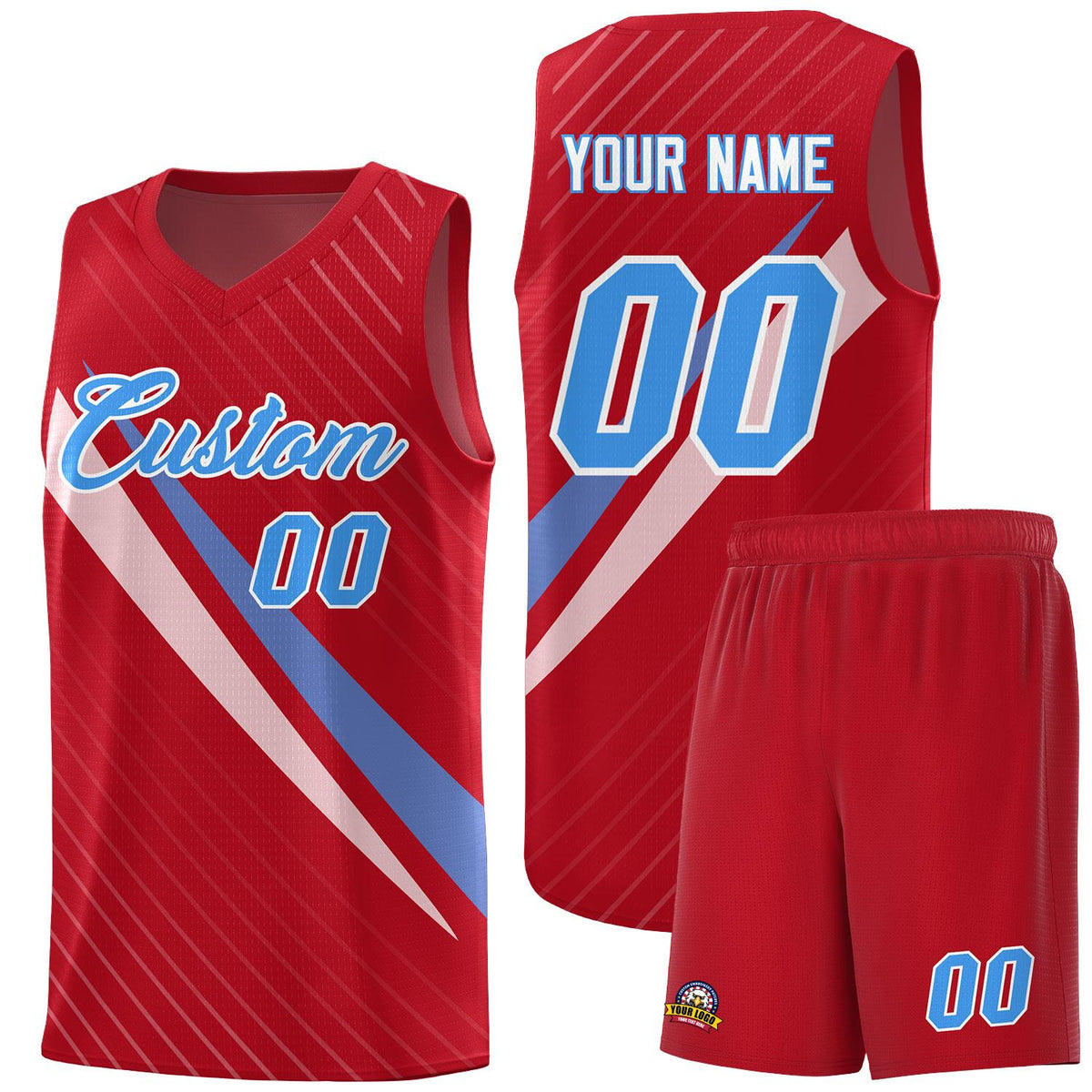 Custom Red Diagonal Pinstripe Pattern Color Block Sports Uniform Basketball Jersey|KXKSHOP