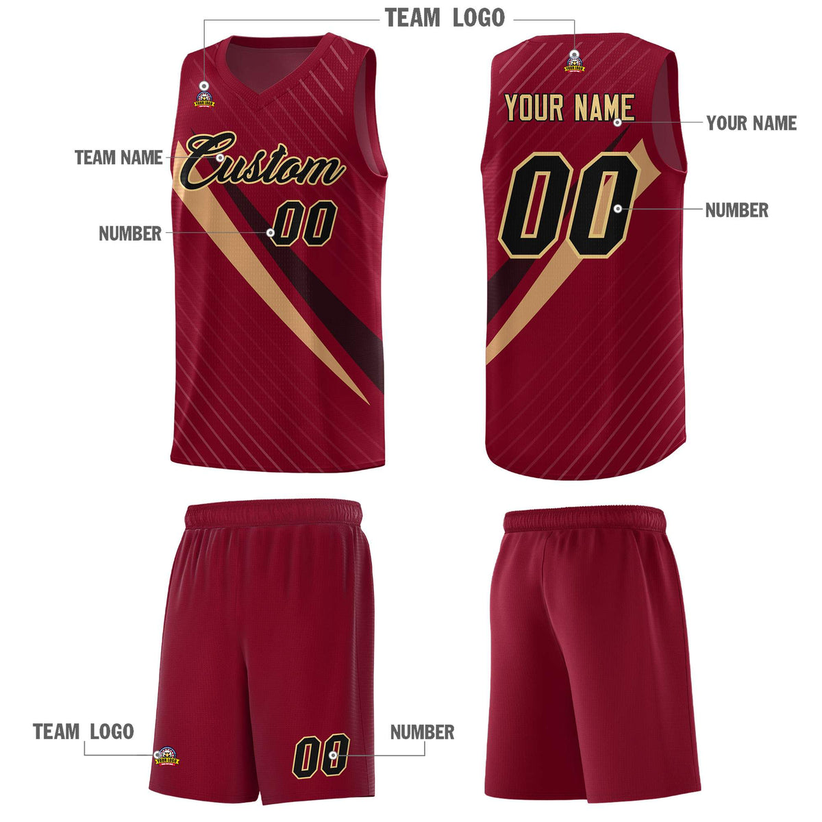 Custom Crimson Diagonal Pinstripe Pattern Color Block Sports Uniform Basketball Jersey|KXKSHOP