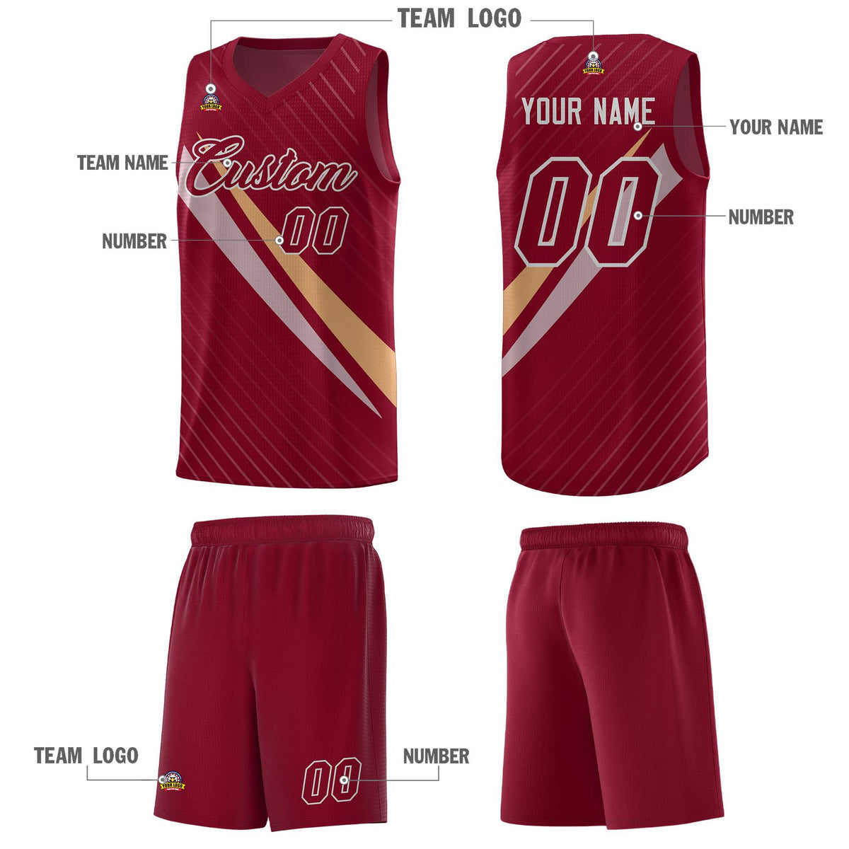 Custom Crimson Diagonal Pinstripe Pattern Color Block Sports Uniform Basketball Jersey|KXKSHOP