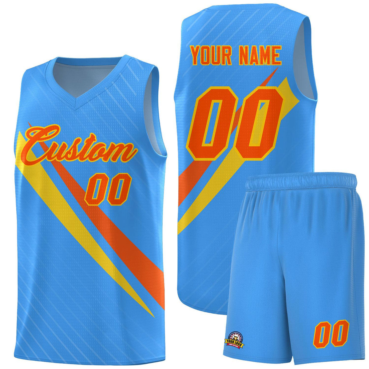 Custom Light Blue Diagonal Pinstripe Pattern Color Block Sports Uniform Basketball Jersey|KXKSHOP
