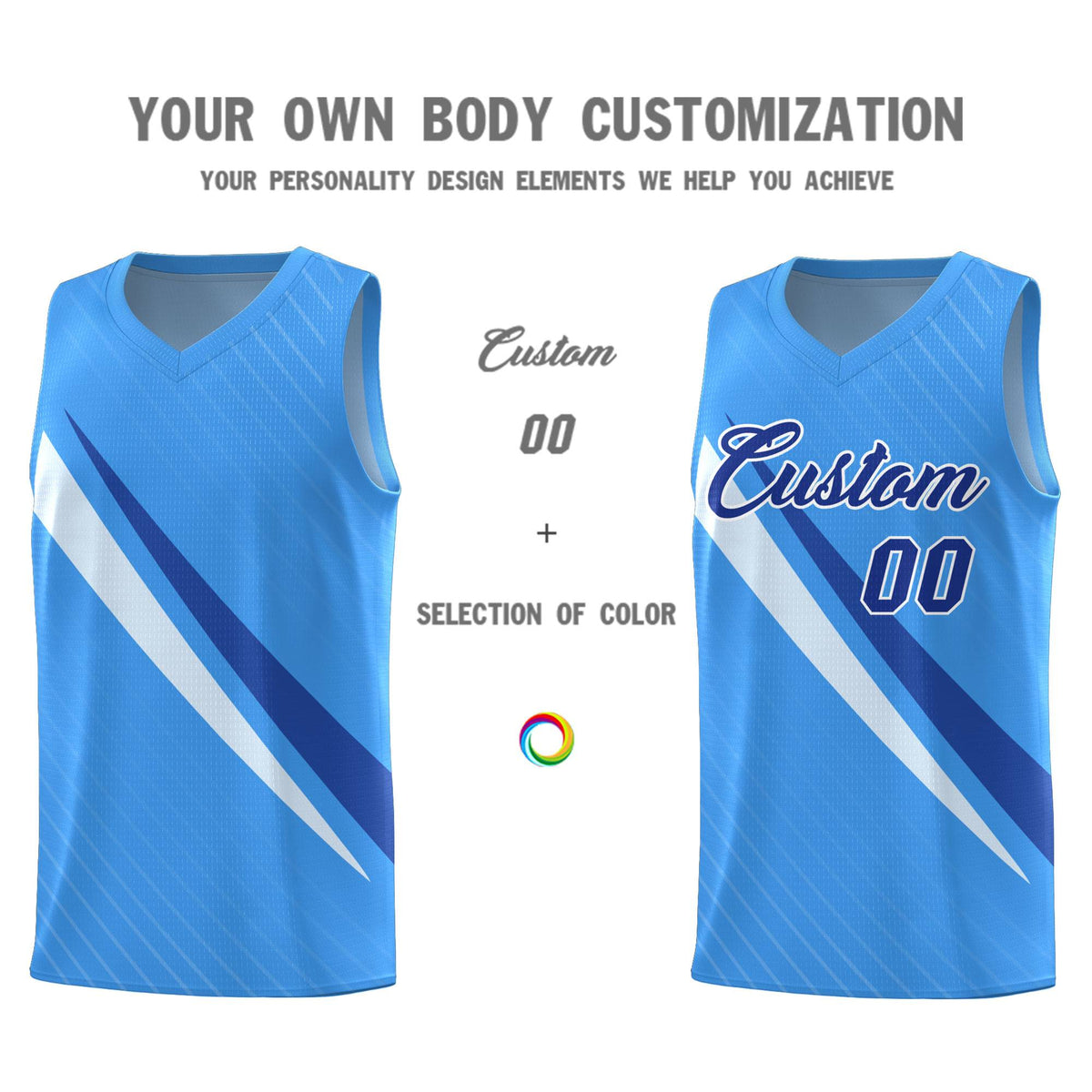 Custom Light Blue Diagonal Pinstripe Pattern Color Block Sports Uniform Basketball Jersey|KXKSHOP