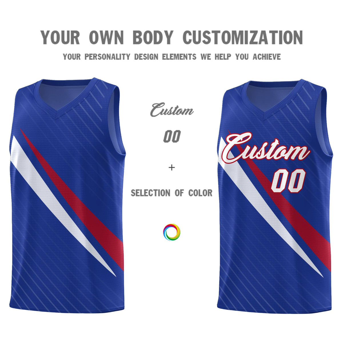 Custom Royal Diagonal Pinstripe Pattern Color Block Sports Uniform Basketball Jersey|KXKSHOP