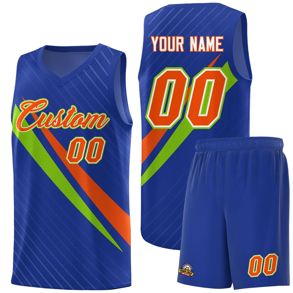 Custom Royal Diagonal Pinstripe Pattern Color Block Sports Uniform Basketball Jersey|KXKSHOP