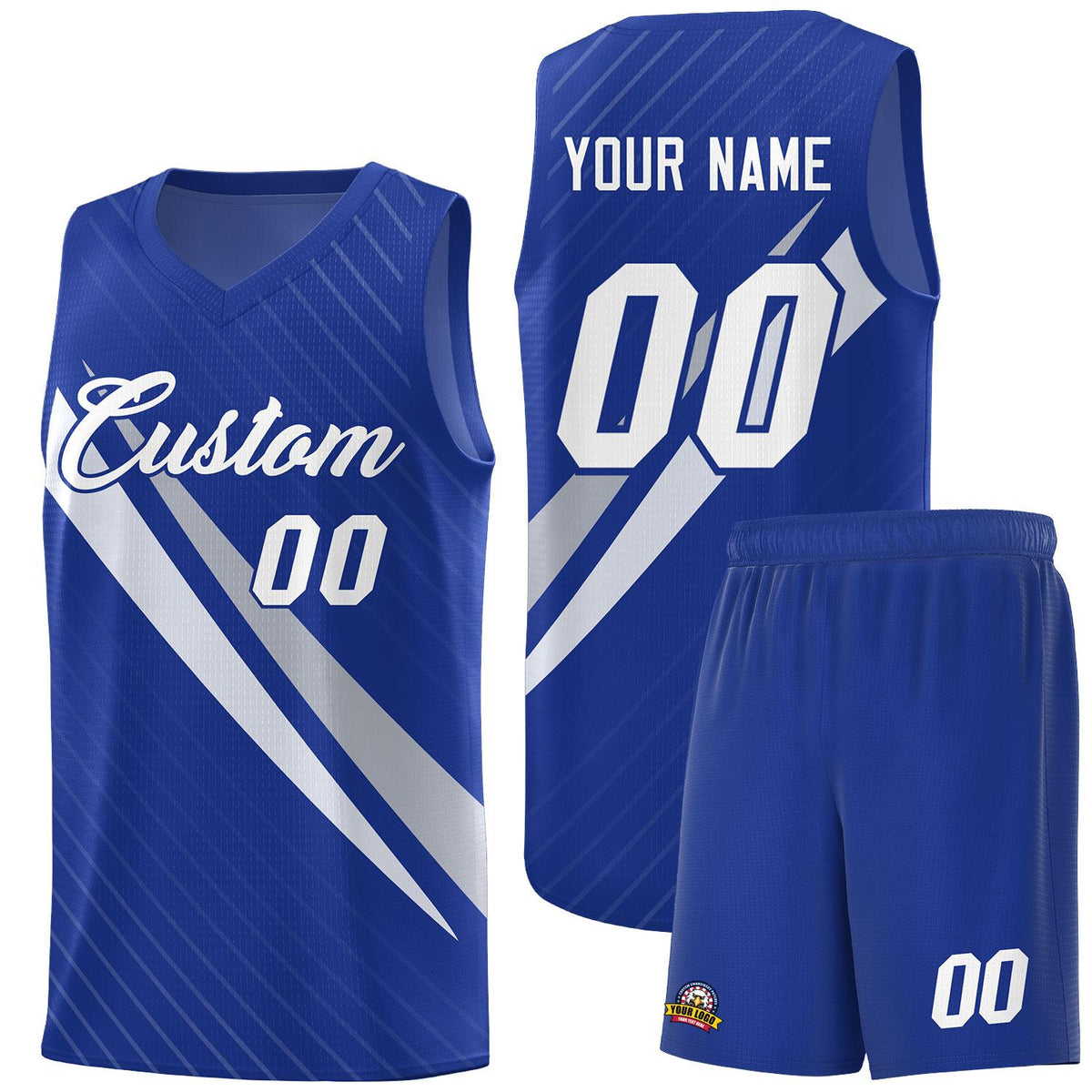 Custom Royal Diagonal Pinstripe Pattern Color Block Sports Uniform Basketball Jersey|KXKSHOP