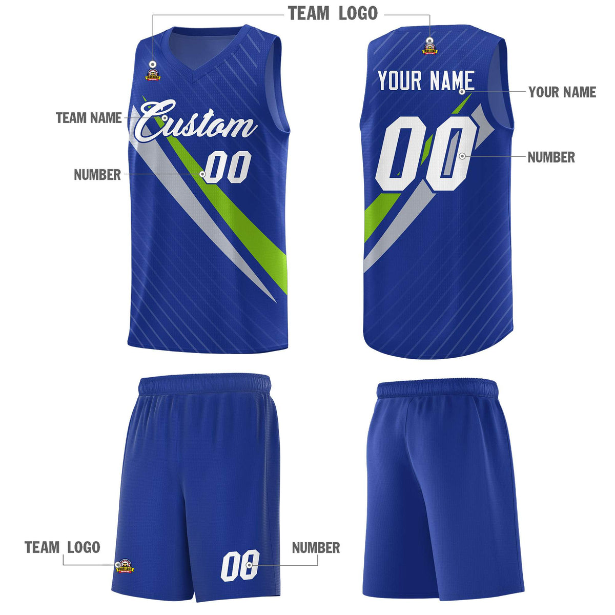 Custom Royal Diagonal Pinstripe Pattern Color Block Sports Uniform Basketball Jersey|KXKSHOP
