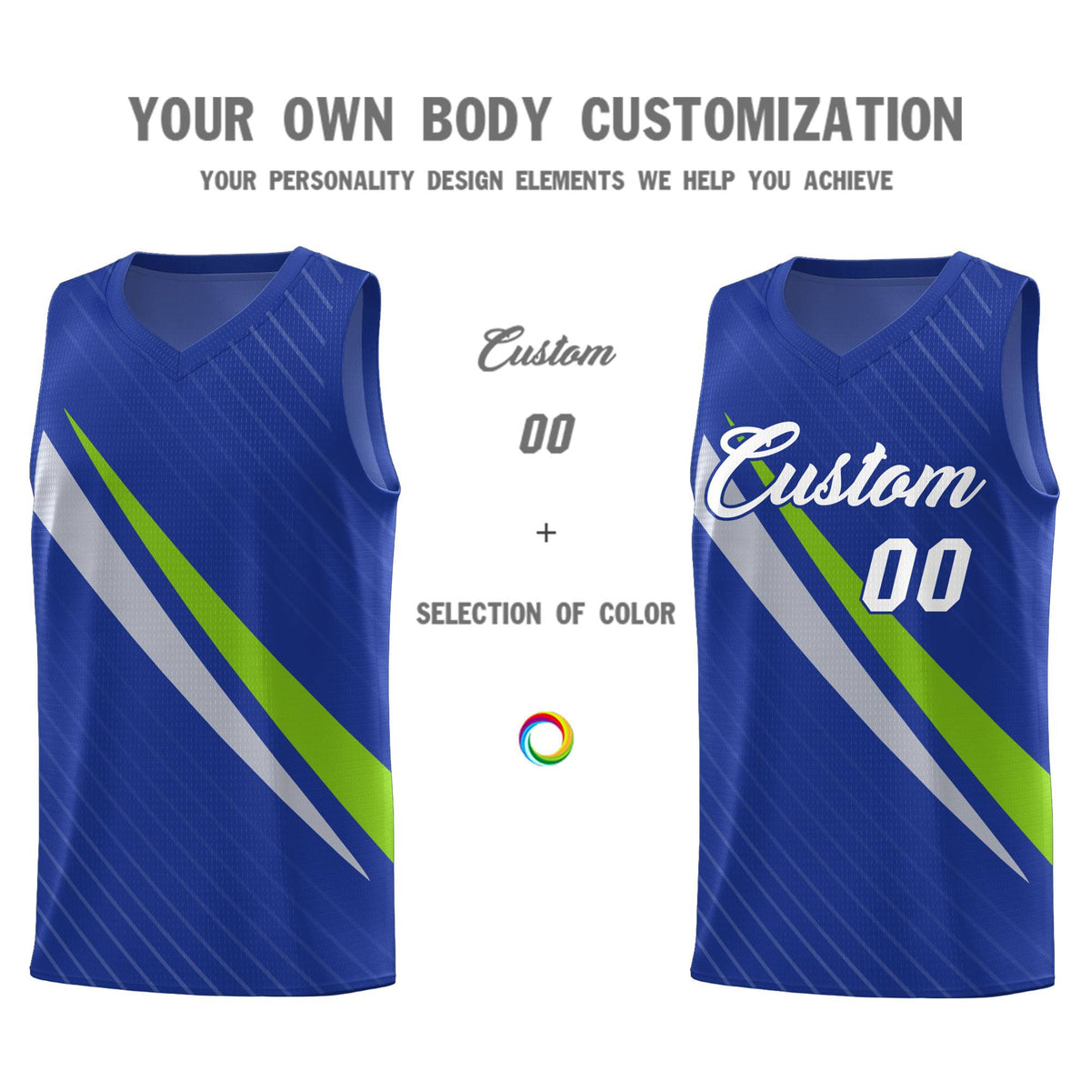 Custom Royal Diagonal Pinstripe Pattern Color Block Sports Uniform Basketball Jersey|KXKSHOP