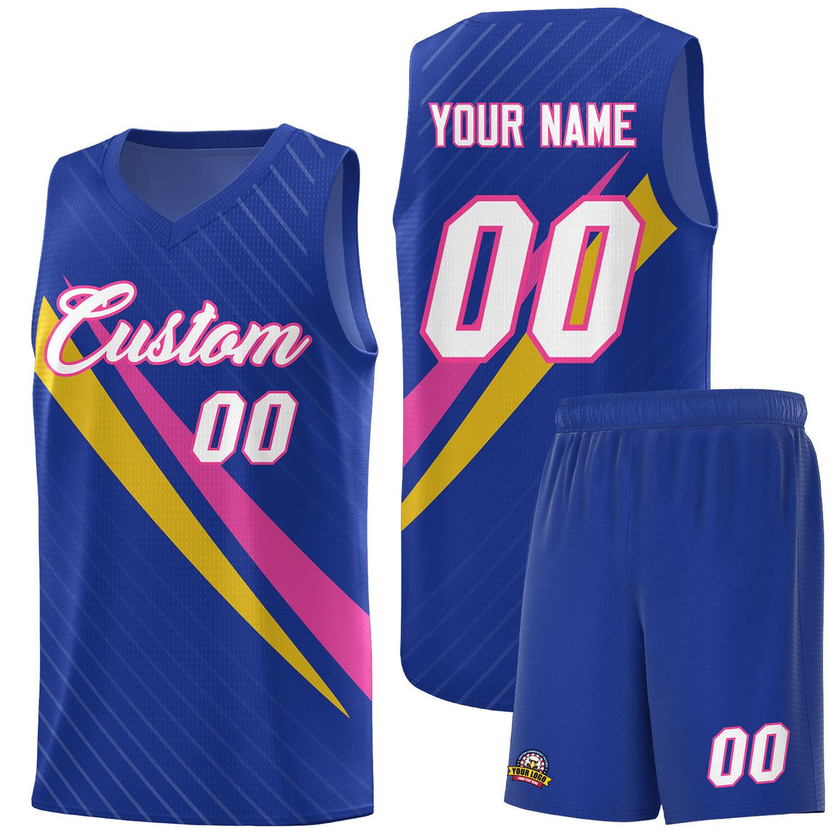 Custom Royal Diagonal Pinstripe Pattern Color Block Sports Uniform Basketball Jersey|KXKSHOP