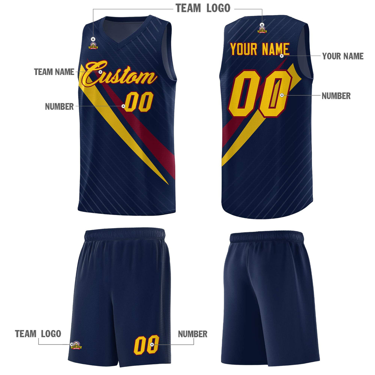 Custom Navy Diagonal Pinstripe Pattern Color Block Sports Uniform Basketball Jersey|KXKSHOP