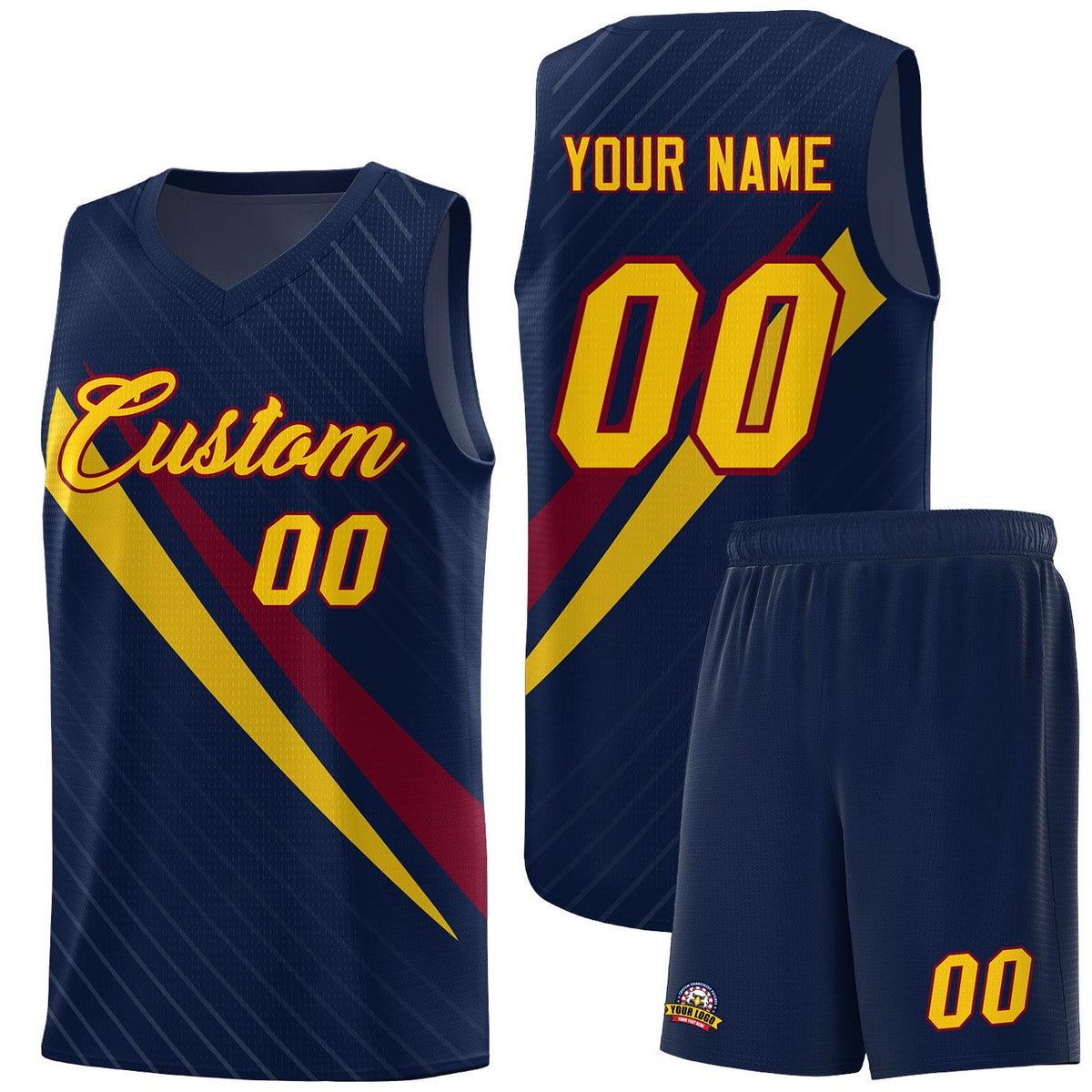 Custom Navy Diagonal Pinstripe Pattern Color Block Sports Uniform Basketball Jersey|KXKSHOP
