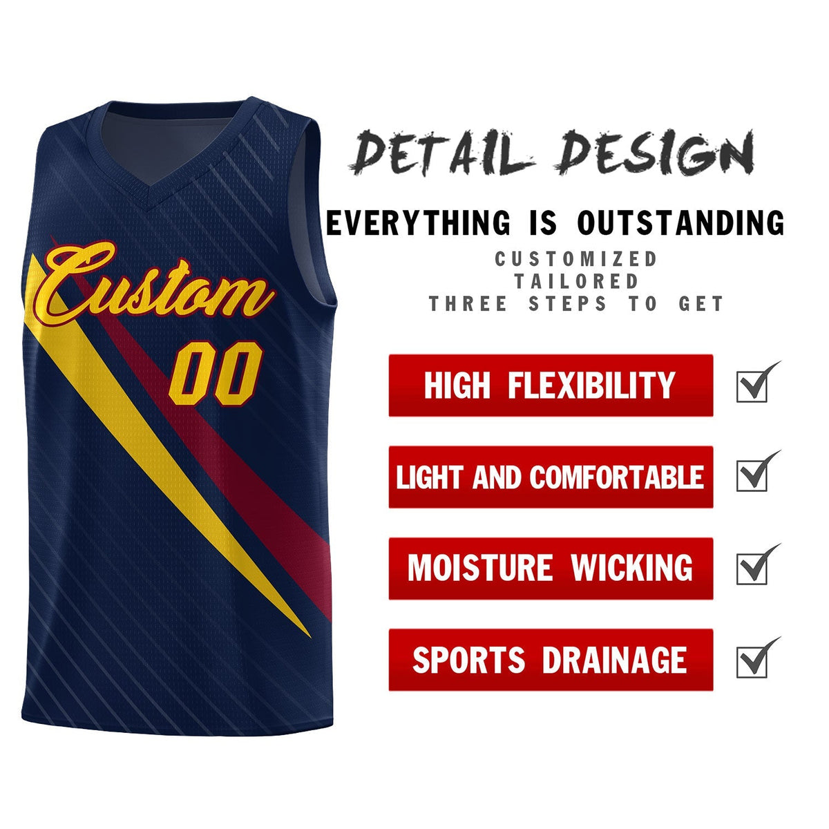 Custom Navy Diagonal Pinstripe Pattern Color Block Sports Uniform Basketball Jersey|KXKSHOP