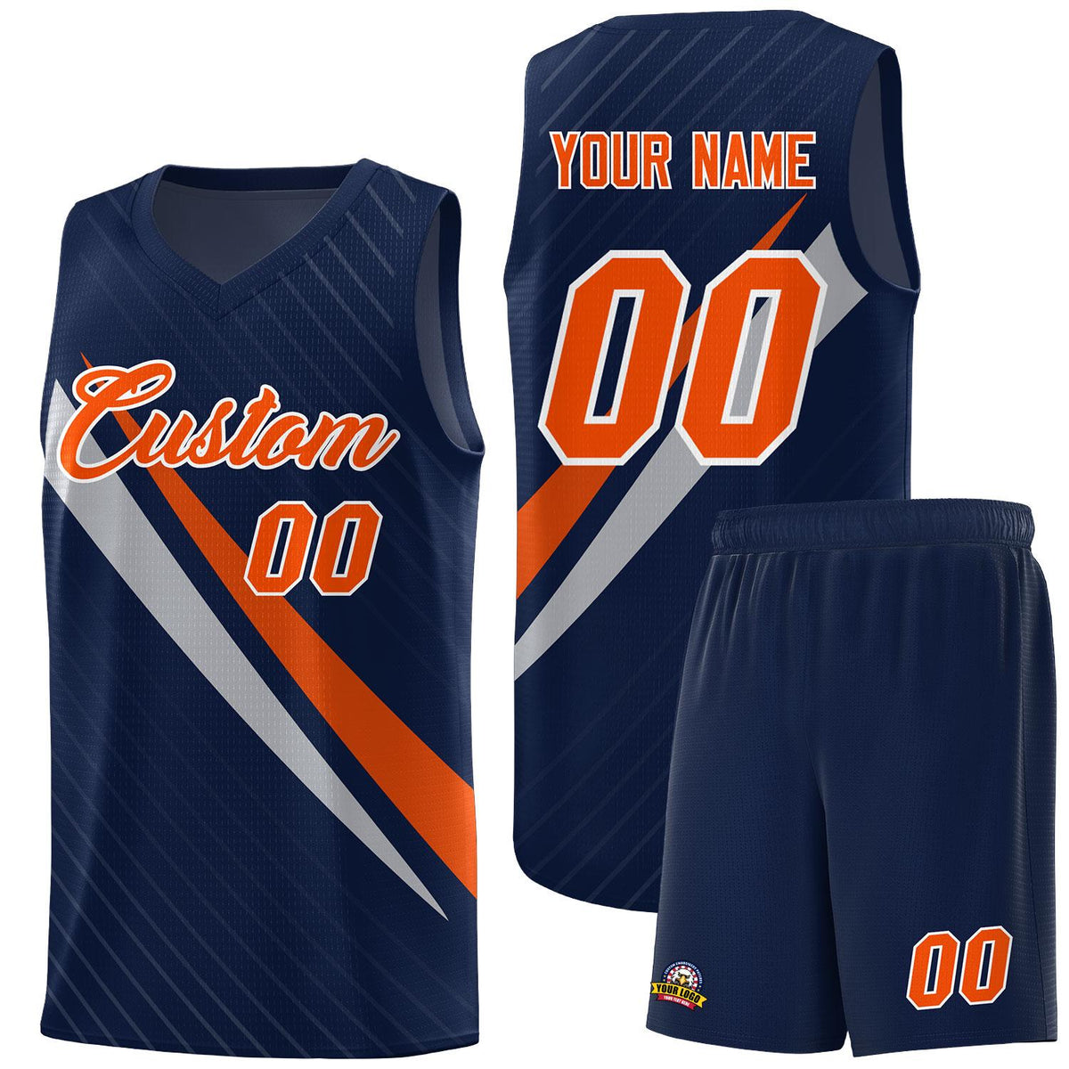 Custom Navy Diagonal Pinstripe Pattern Color Block Sports Uniform Basketball Jersey|KXKSHOP