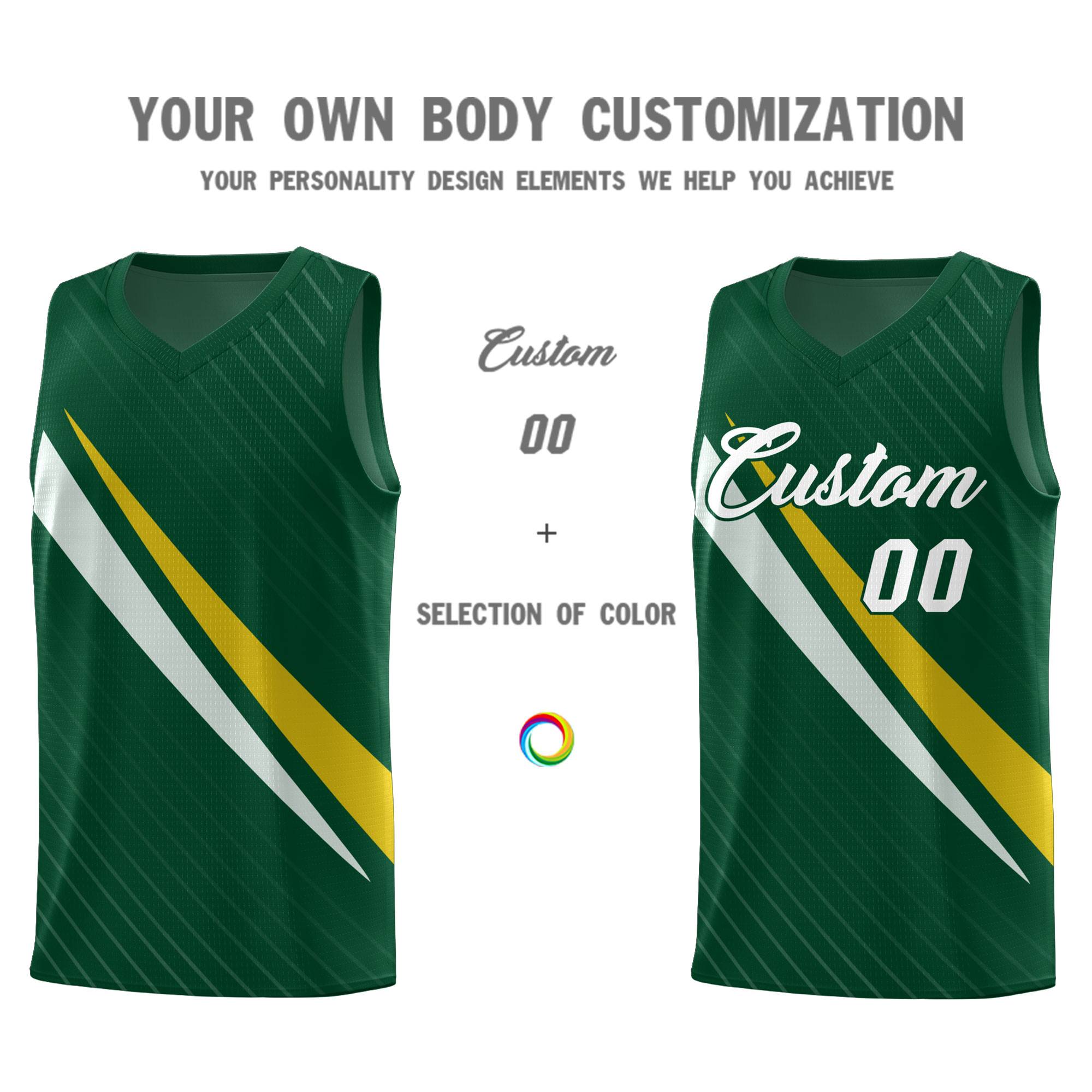 Custom Hunter Green Diagonal Pinstripe Pattern Color Block Sports Uniform Basketball Jersey|KXKSHOP