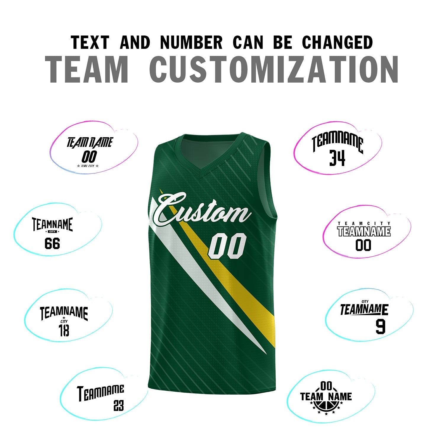 Custom Hunter Green Diagonal Pinstripe Pattern Color Block Sports Uniform Basketball Jersey|KXKSHOP