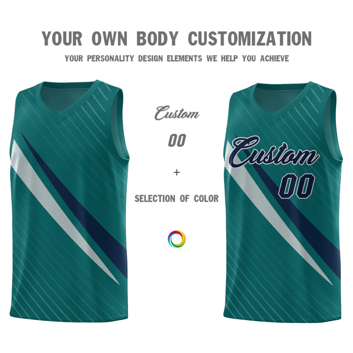 Custom Aqua Diagonal Pinstripe Pattern Color Block Sports Uniform Basketball Jersey|KXKSHOP