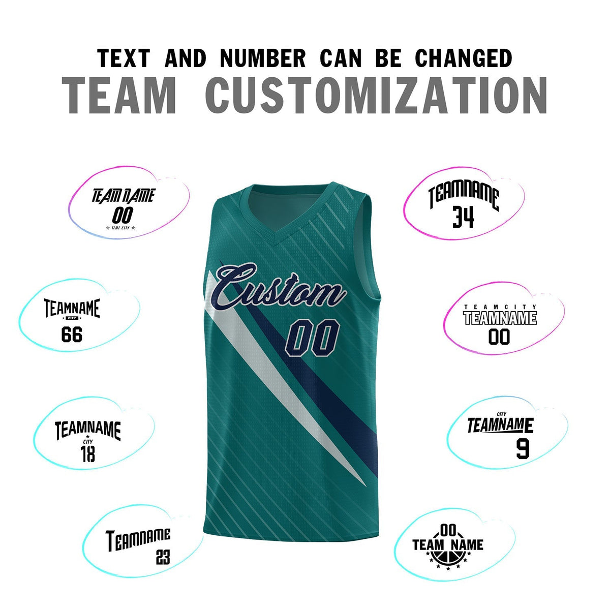 Custom Aqua Diagonal Pinstripe Pattern Color Block Sports Uniform Basketball Jersey|KXKSHOP