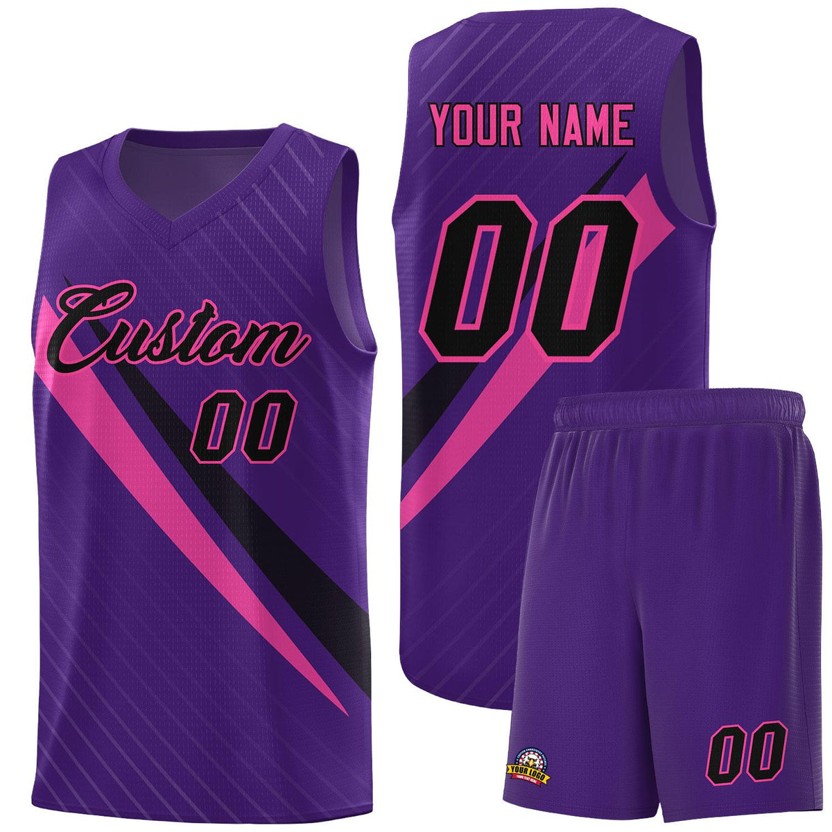 Custom Purple Diagonal Pinstripe Pattern Color Block Sports Uniform Basketball Jersey|KXKSHOP