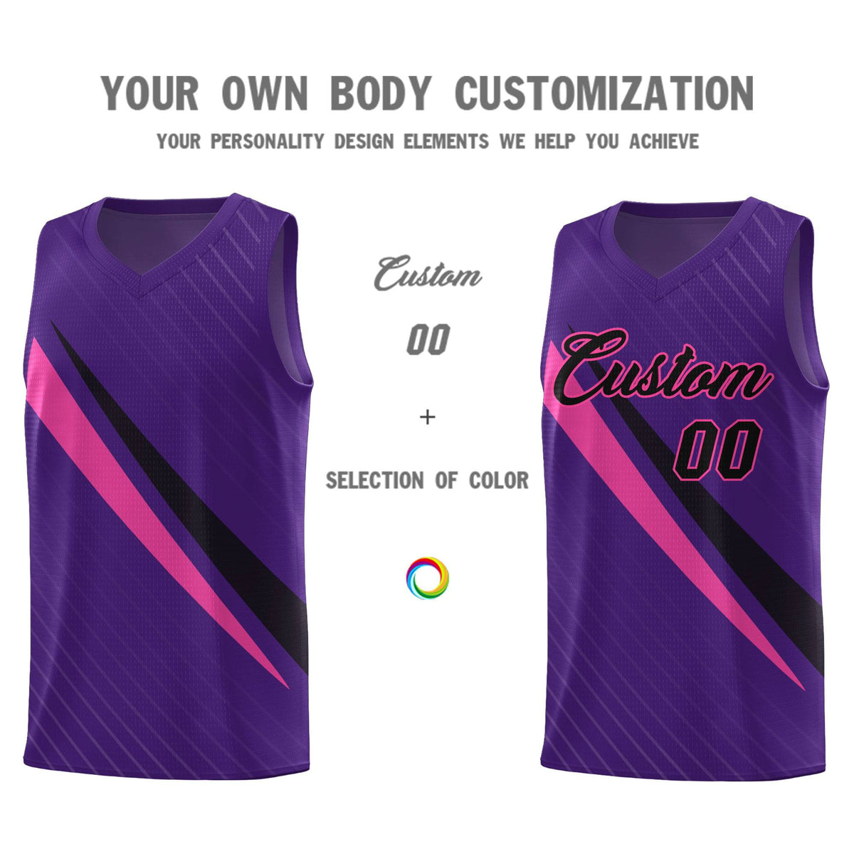 Custom Purple Diagonal Pinstripe Pattern Color Block Sports Uniform Basketball Jersey|KXKSHOP