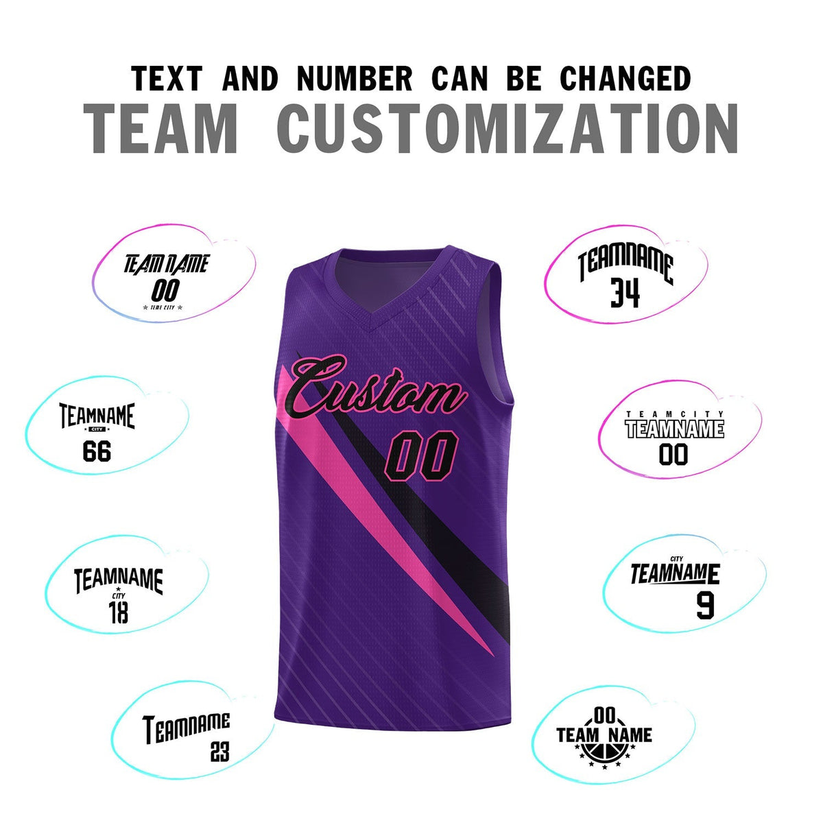 Custom Purple Diagonal Pinstripe Pattern Color Block Sports Uniform Basketball Jersey|KXKSHOP