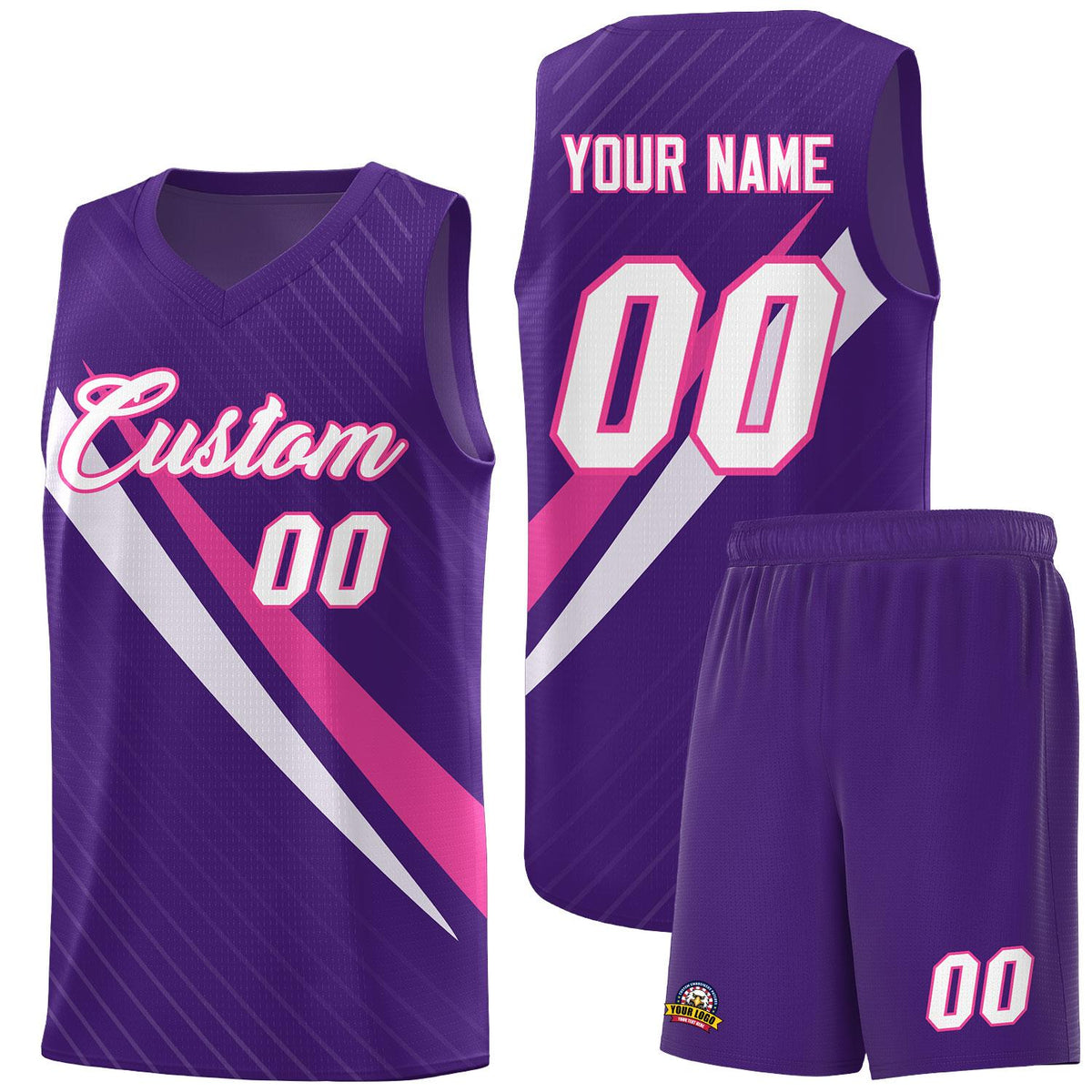 Custom Purple Diagonal Pinstripe Pattern Color Block Sports Uniform Basketball Jersey|KXKSHOP